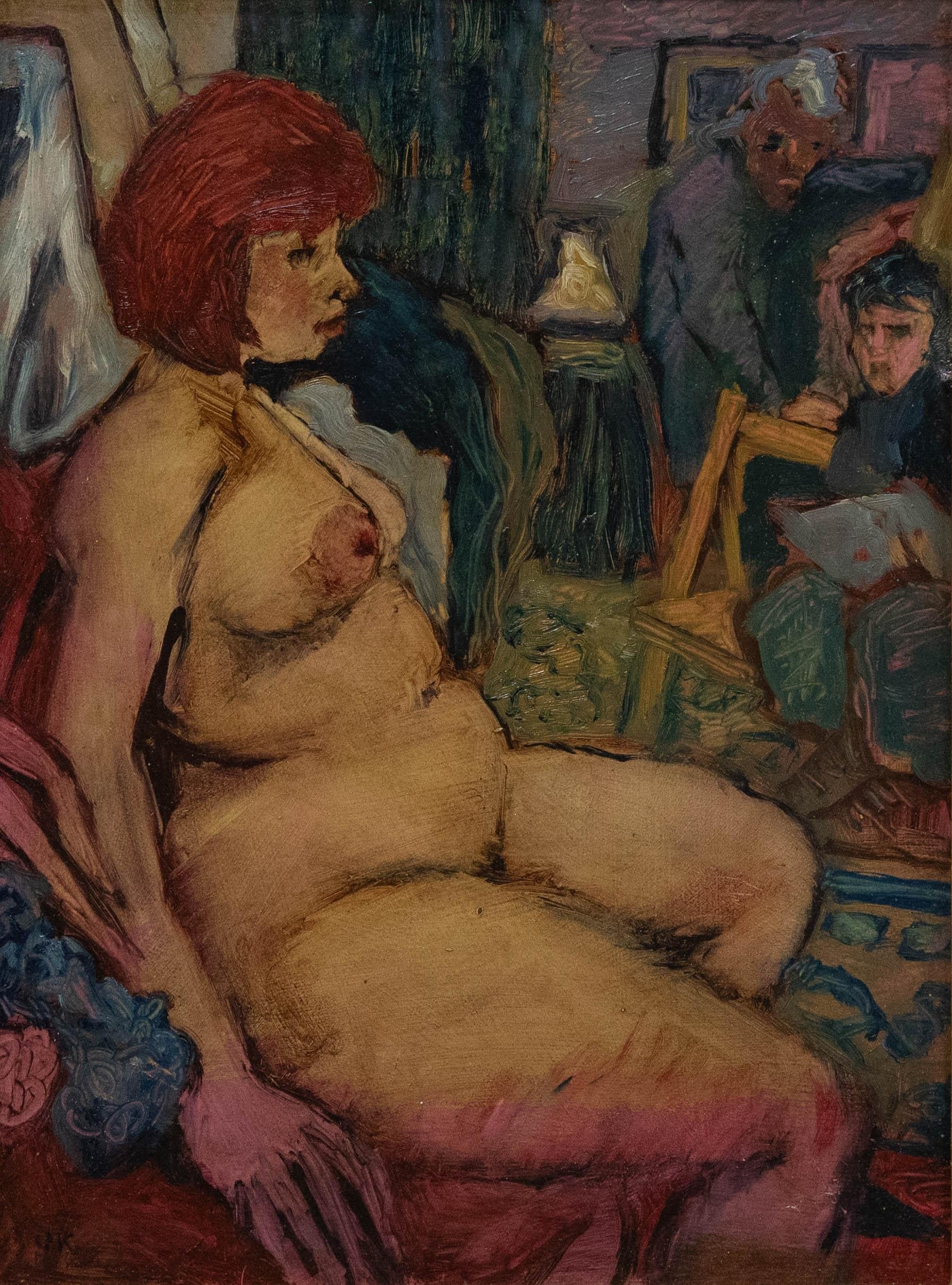 Manner of Oskar Kokoschka - Early 20th Century Oil, The Life Model - Painting by Unknown
