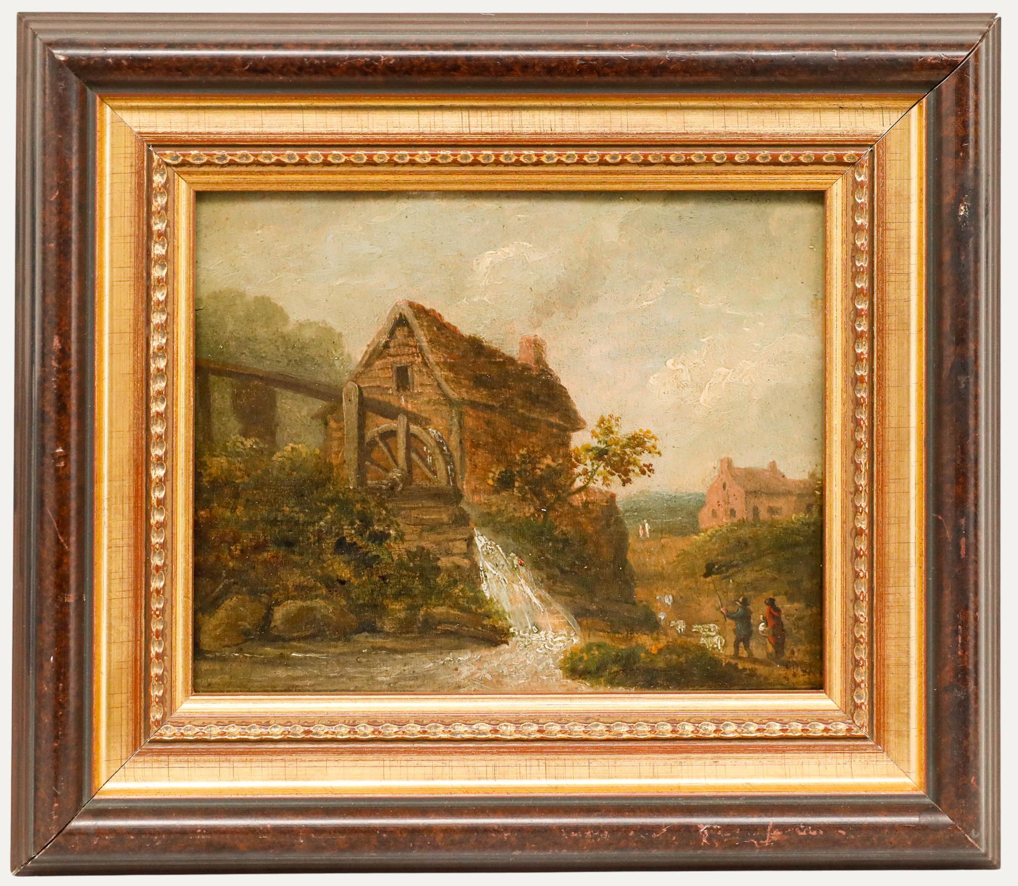 Unknown Landscape Painting - Manner of Patrick Nasmyth - 19th Century Oil, The Watermill