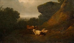 Manner of Philip de Loutherbourg (1740-1812) - Framed Oil, Cattle at Rest