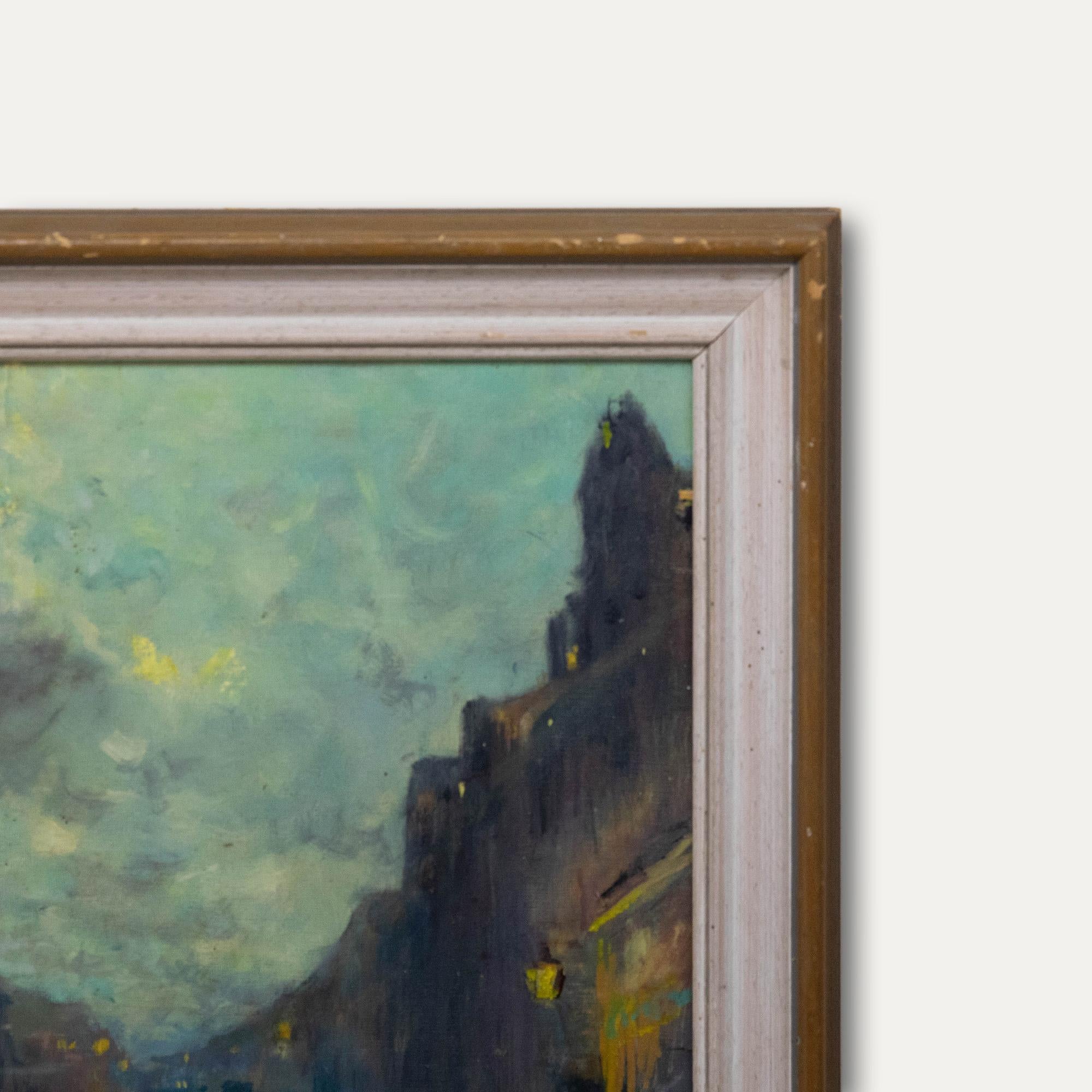 In der Art von Philip Naviasky (1894-1983) - Ölgemälde, Straßenszene in der Dämmerung, 20. Jahrhundert im Angebot 1
