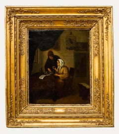 In der Art von Pieter de Hooch (1629-1684) - Ölgemälde, Paar Tee trinkt, 18. Jahrhundert
