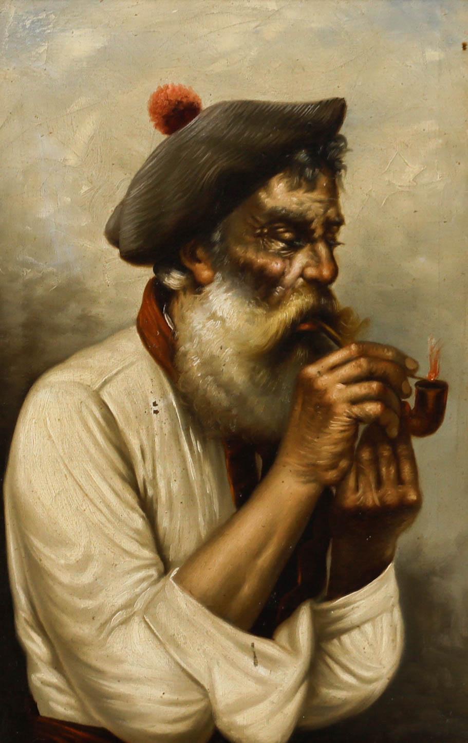 In Anlehnung an Salvador Maresca - Öl-, Pfeifen-Rauchger aus dem frühen 19. Jahrhundert – Painting von Unknown