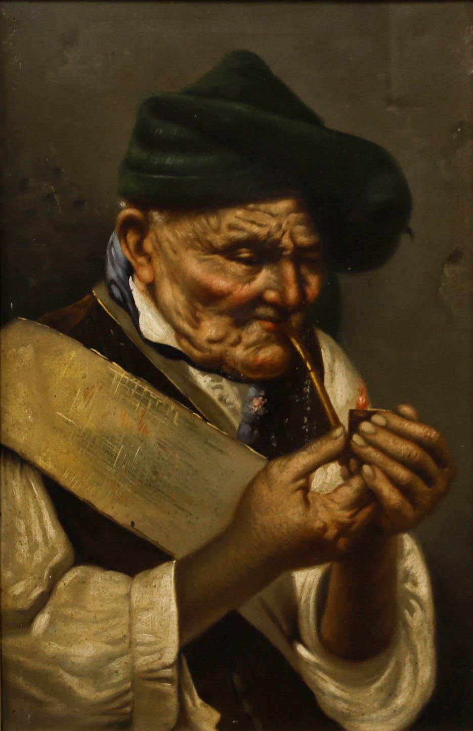 In der Art von Salvador Maresca – Ölgemälde, Gentleman mit Pfeifen, frühes 20. Jahrhundert – Painting von Unknown