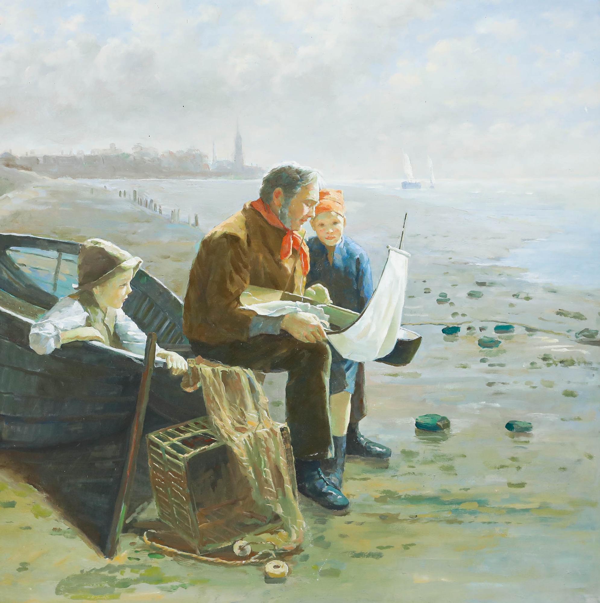 Manier von Stanhope Forbes  - Öl des 20. Jahrhunderts, Vorbereitung auf die Fahrt – Painting von Unknown