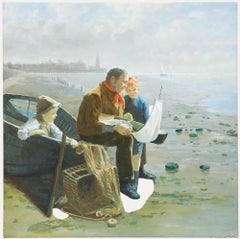 Manier von Stanhope Forbes  - Öl des 20. Jahrhunderts, Vorbereitung auf die Fahrt