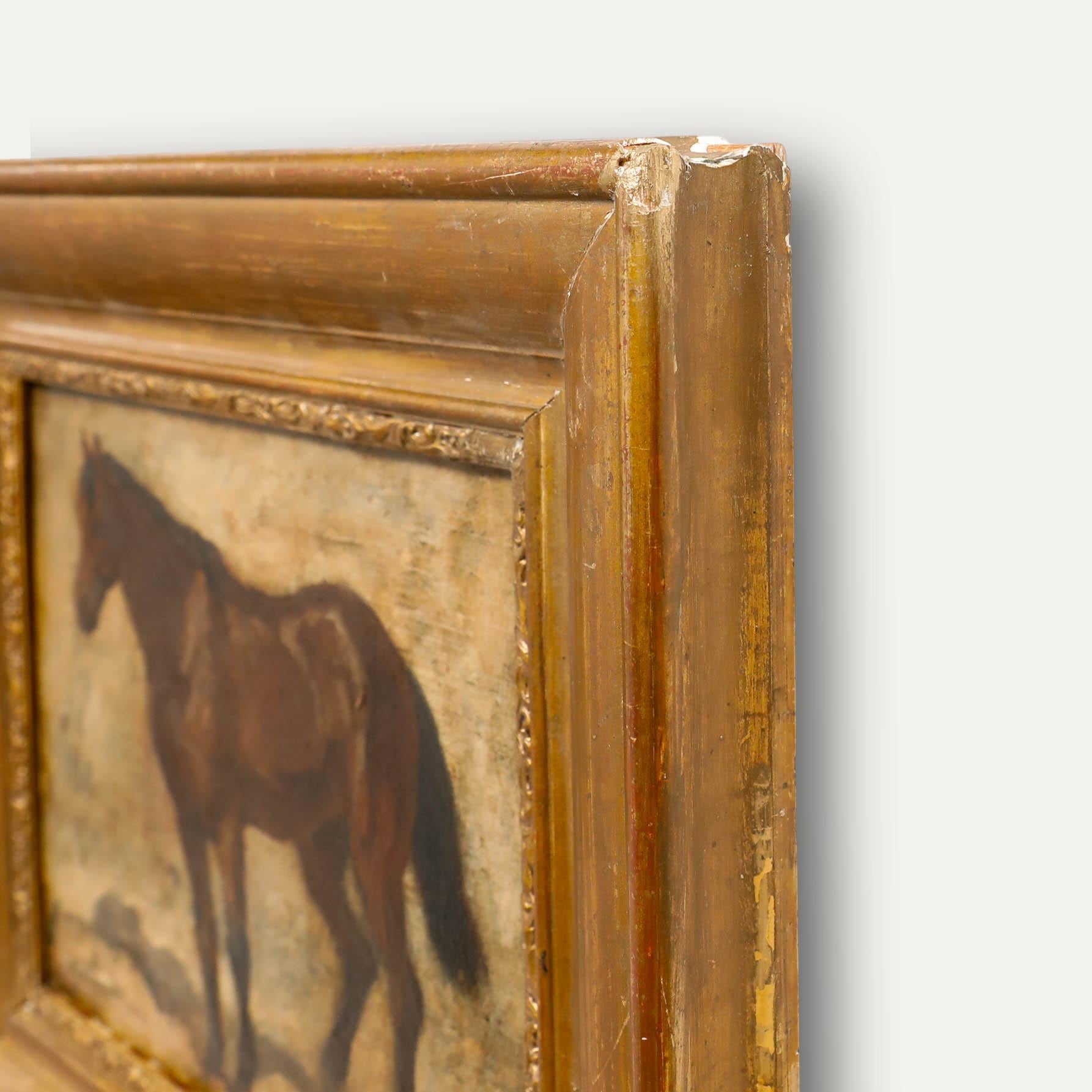 Manera de Theodore Gericault (1791-1824) - Óleo enmarcado de 1893, Estudio equino en venta 1