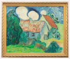 A la manière de Vincent van Gogh - Huile contemporaine encadrée, Country Cottage