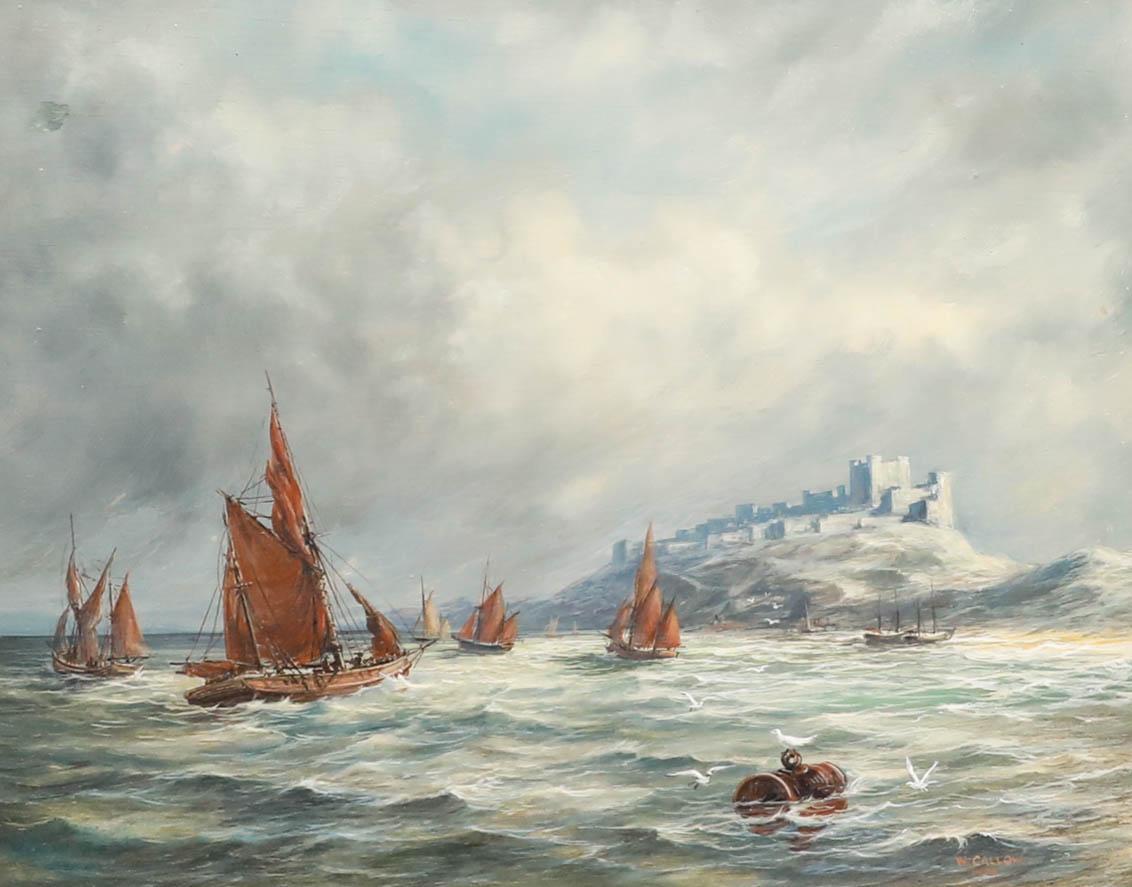 Manner of William Callow RWS (1812-1908) - Öl, Bamburgh Castle vom Meer aus – Painting von Unknown
