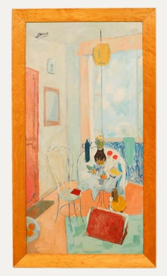Manner of William Gillies - Framed 20th Century Oil, Breakfast by the Balconette