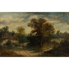 Manner of William R.  Stone - Early 20th Century Oil, Path to the Church
