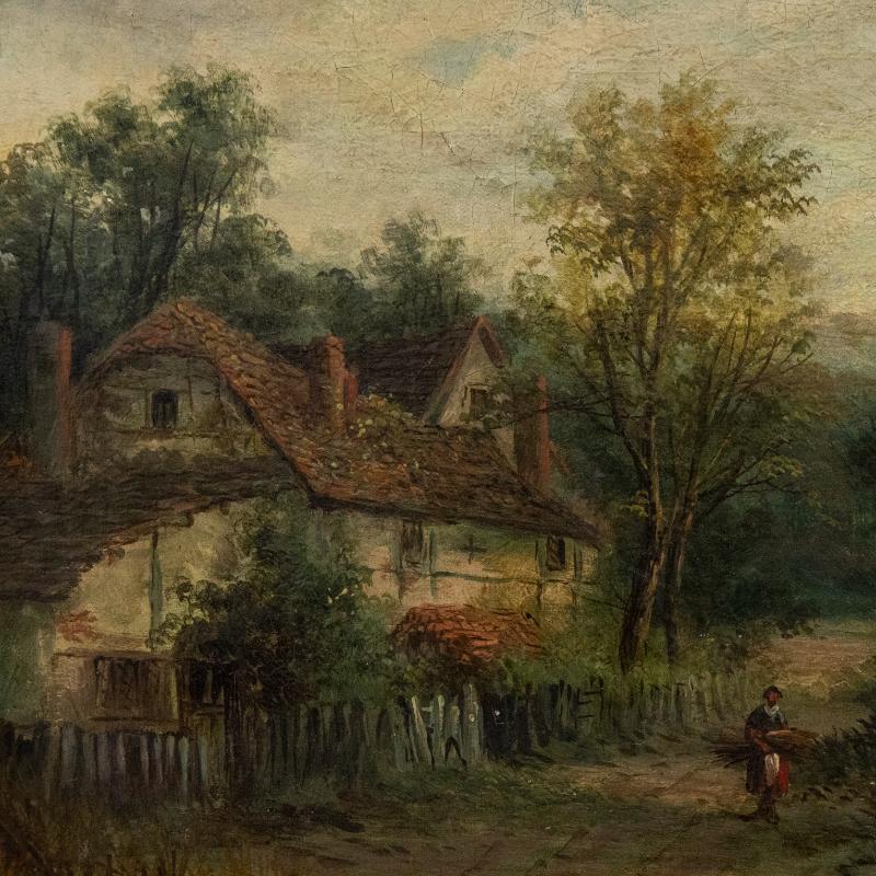 Maniera di William R.  Pietra - Olio dell'inizio del XX secolo, Sentiero verso la chiesa 1