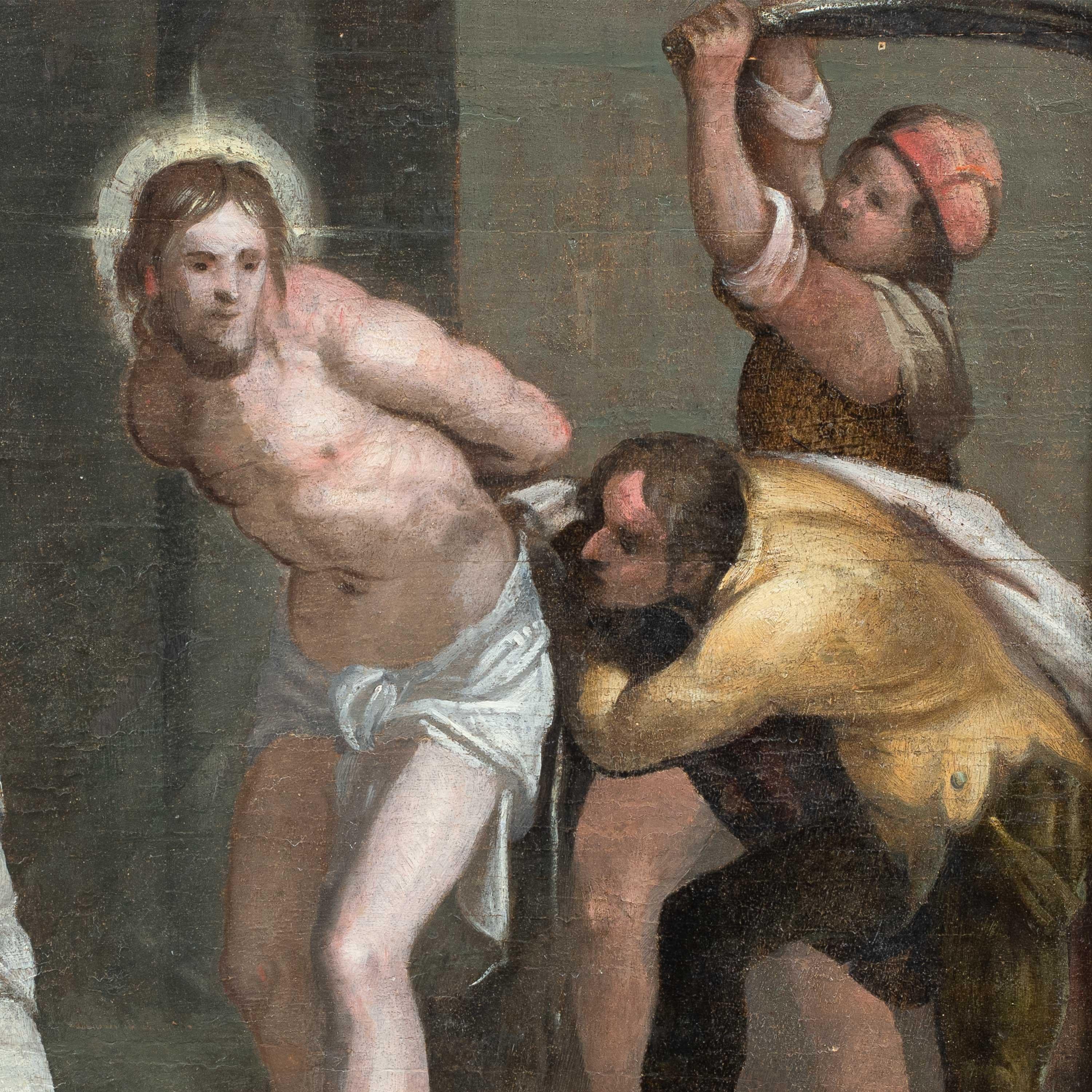 Maestro manierista Florentine - pittura di figura della fine del XVI secolo - Flagellazione - Painting di Unknown