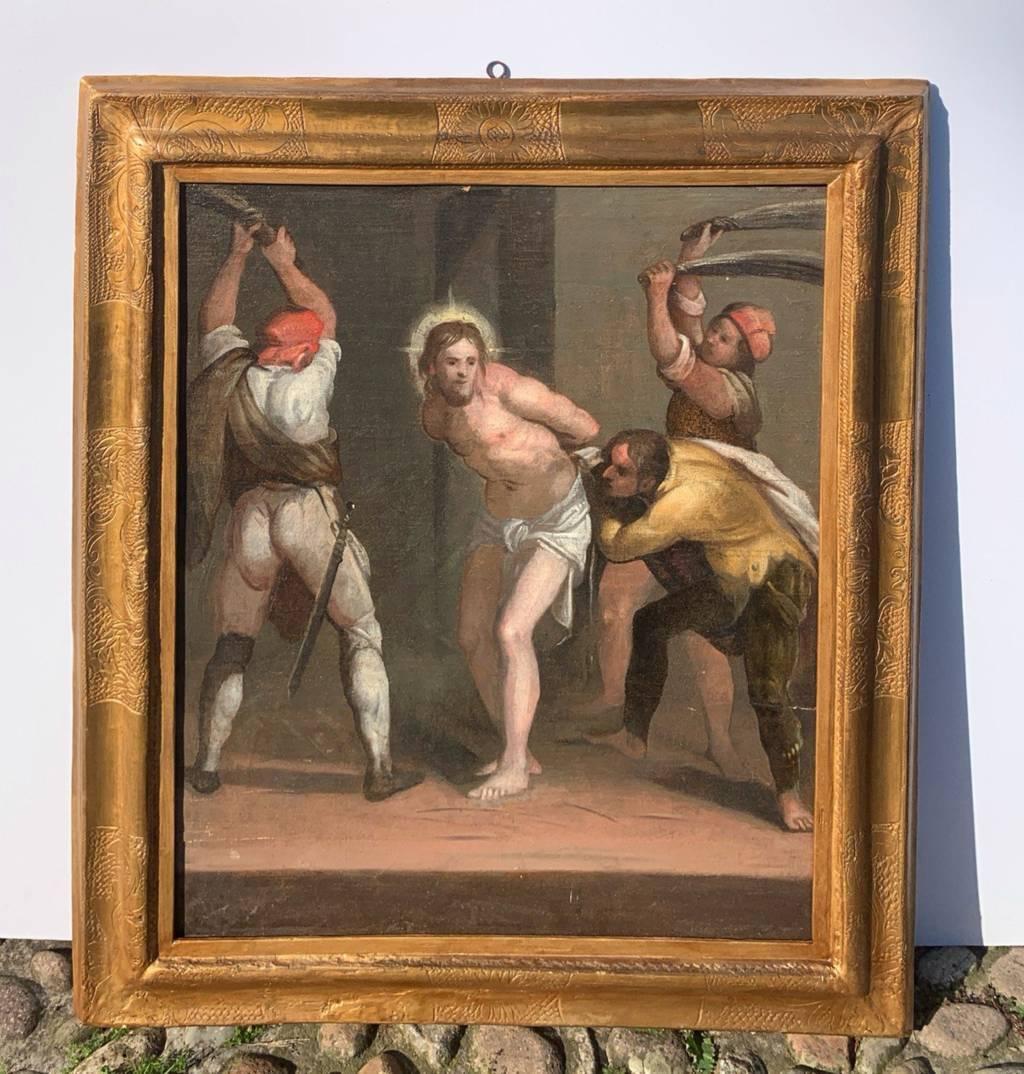 Maestro manierista Florentine - pittura di figura della fine del XVI secolo - Flagellazione - Painting Rinascimento di Unknown