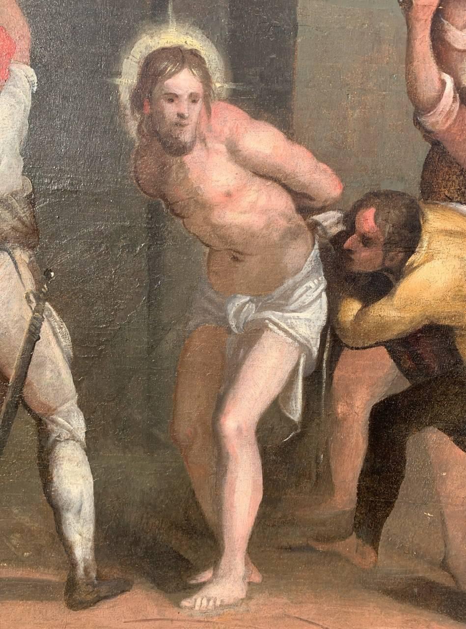 Maestro manierista Florentine - pittura di figura della fine del XVI secolo - Flagellazione - Landscape Painting Marrone di Unknown