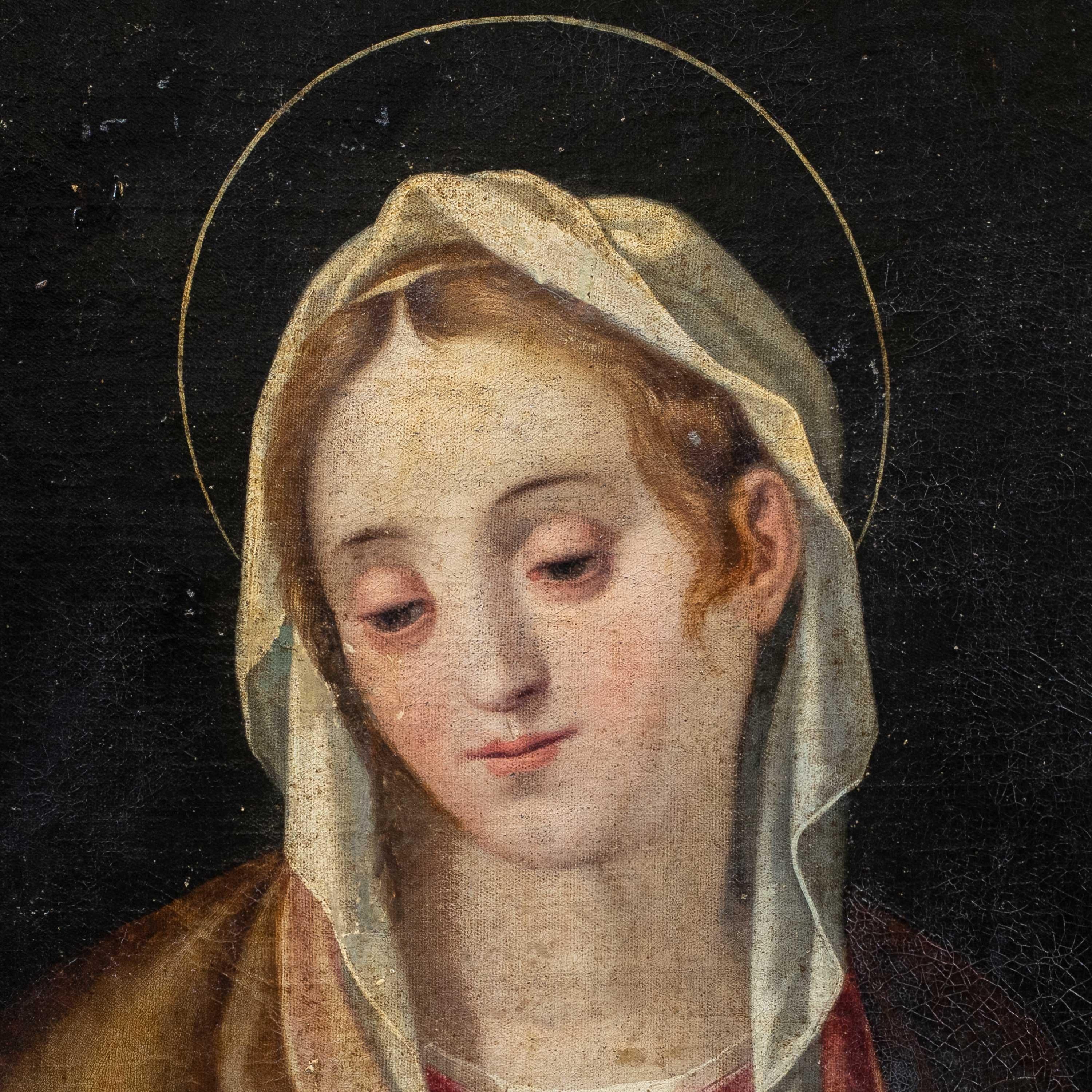 Pittore manierista italiano - Dipinto di figura del XVI-XVII secolo - Madonna in preghiera - Painting di Unknown