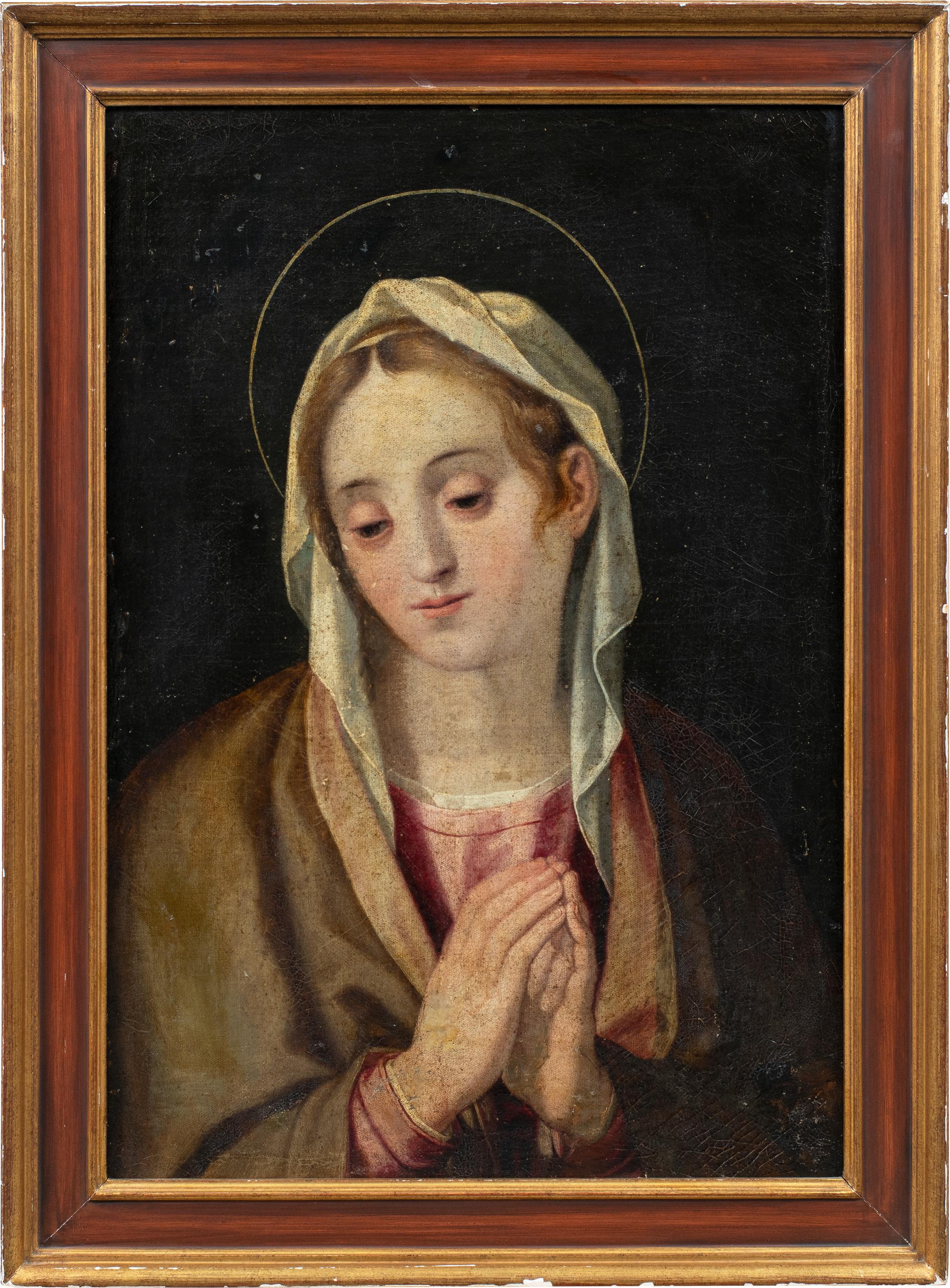 Peintre italien maniériste - 16e/17e peinture de figures - Madonna en prière