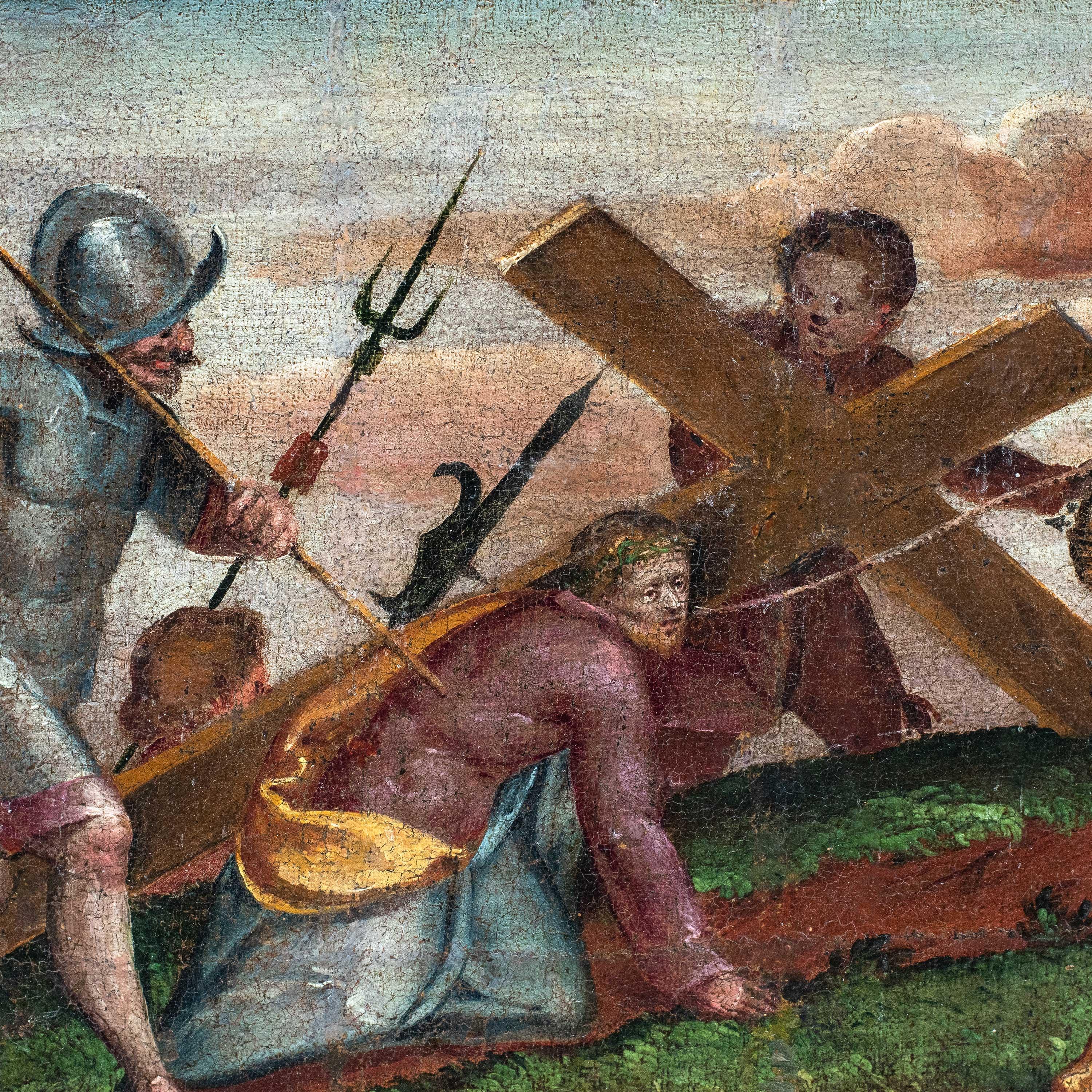 Mannerist Italian painter - 16th century figure painting - Christ Calvary - Painting by Unknown