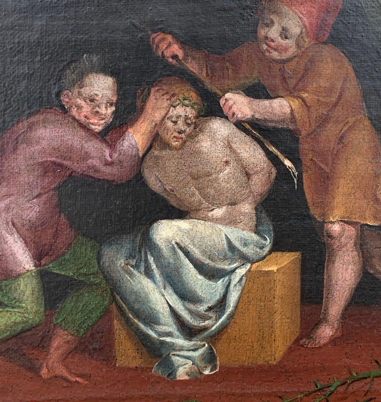 Italian painter (16th century) - Christ mocked.

18 x 28 cm.

Antique oil painting on canvas glued on board, without frame (not signed).

Condition report: Good state of conservation of the pictorial surface, there are signs of aging and wear.


-