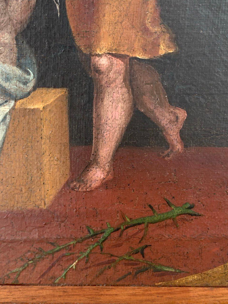 Mannerist Italian painter - 16th century figure painting - Christ mocked For Sale 2