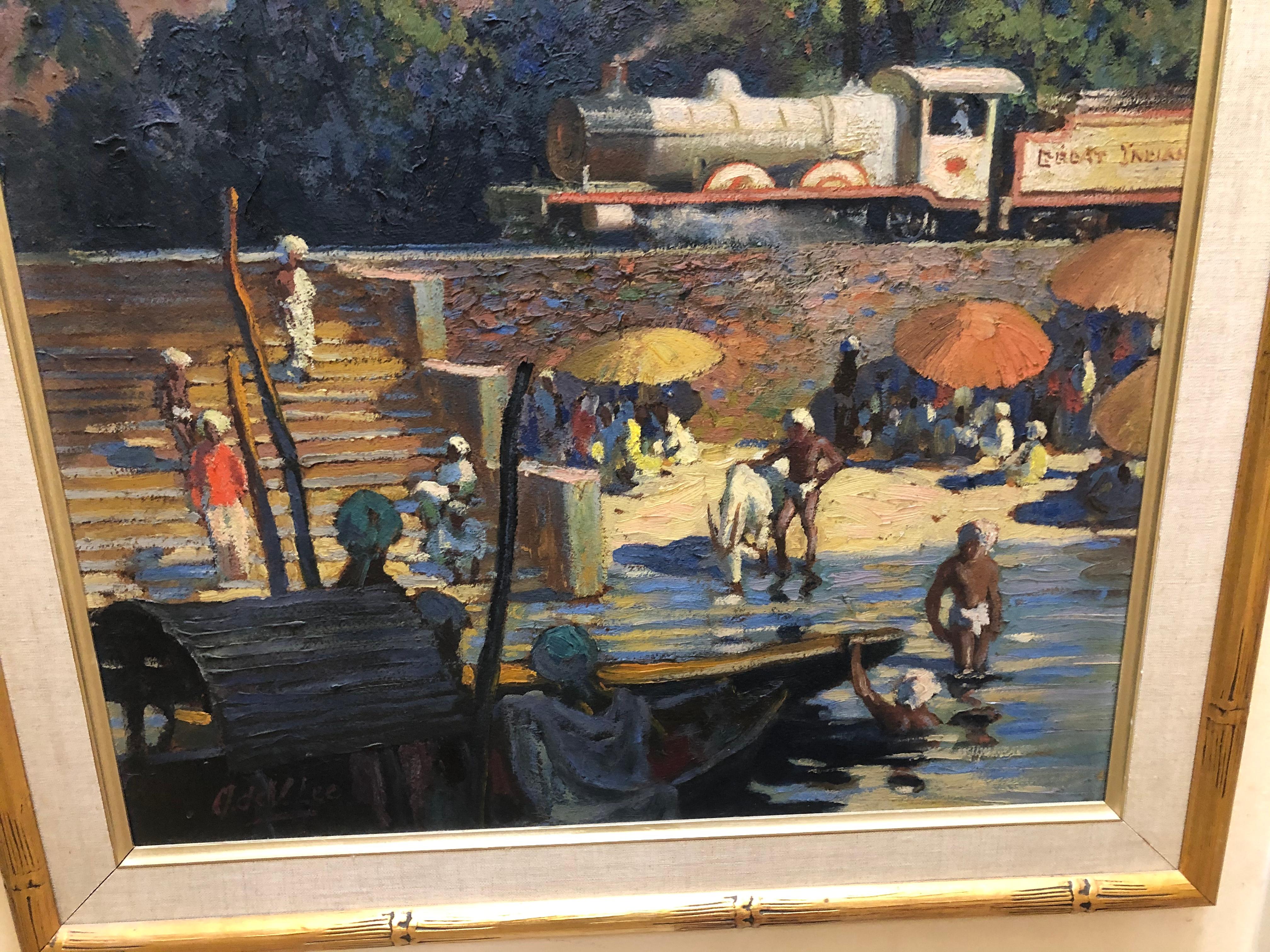 Manning de Villenueve Lee:1894-1980. Gut gelisteter amerikanischer Maler und Illustrator mit Auktionsrekorden von bis zu 22.500 $. Dieses spektakuläre Gemälde ist eines unserer Lieblingsbilder. Wahrscheinlich in den 1930er oder 40er Jahren gemalt,