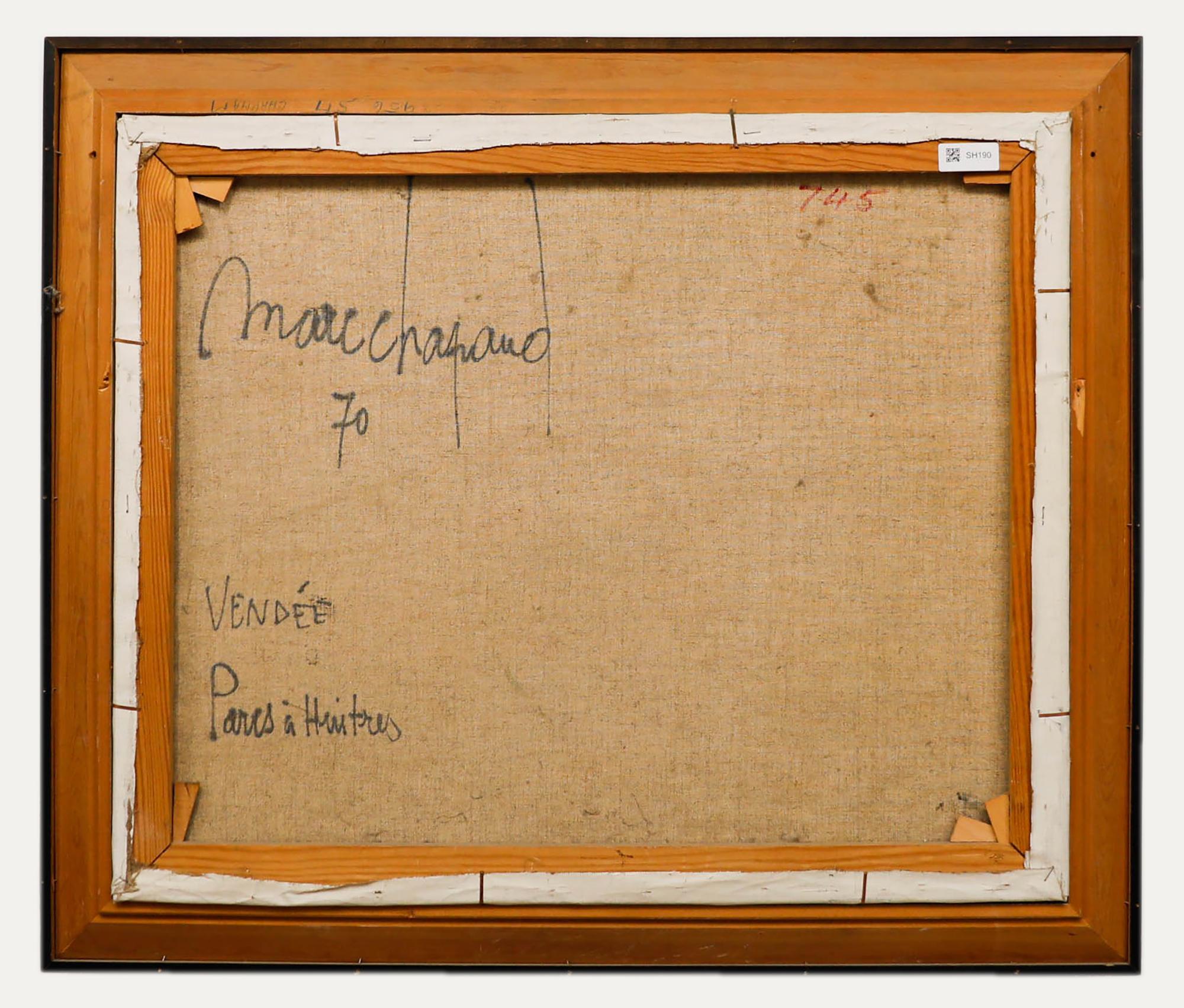 Marc Chapaud (geb. 1941)  - Französische Schule 20. Jahrhundert Öl, Vendée, Parcs à Huîtres (Beige), Figurative Painting, von Unknown