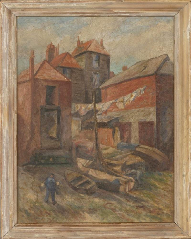 Unknown Figurative Painting - Margaret Beale RSMA (c. 1886-1969) - Early 20th Century Oil, Fishing Village