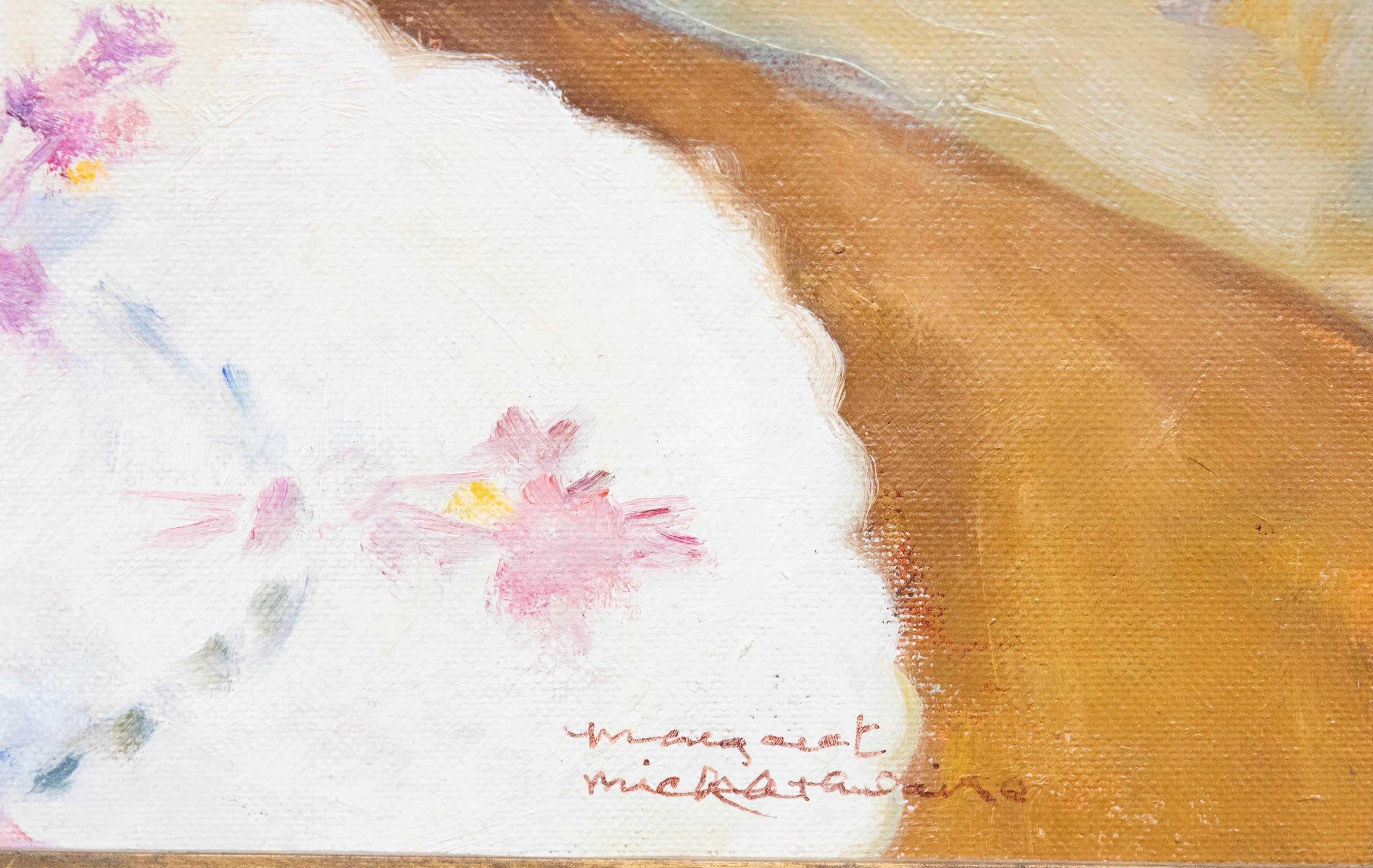 Margaret Micklethwaite (fl. 1966) – Ölgemälde, Cottage Flowers, 20. Jahrhundert im Angebot 2
