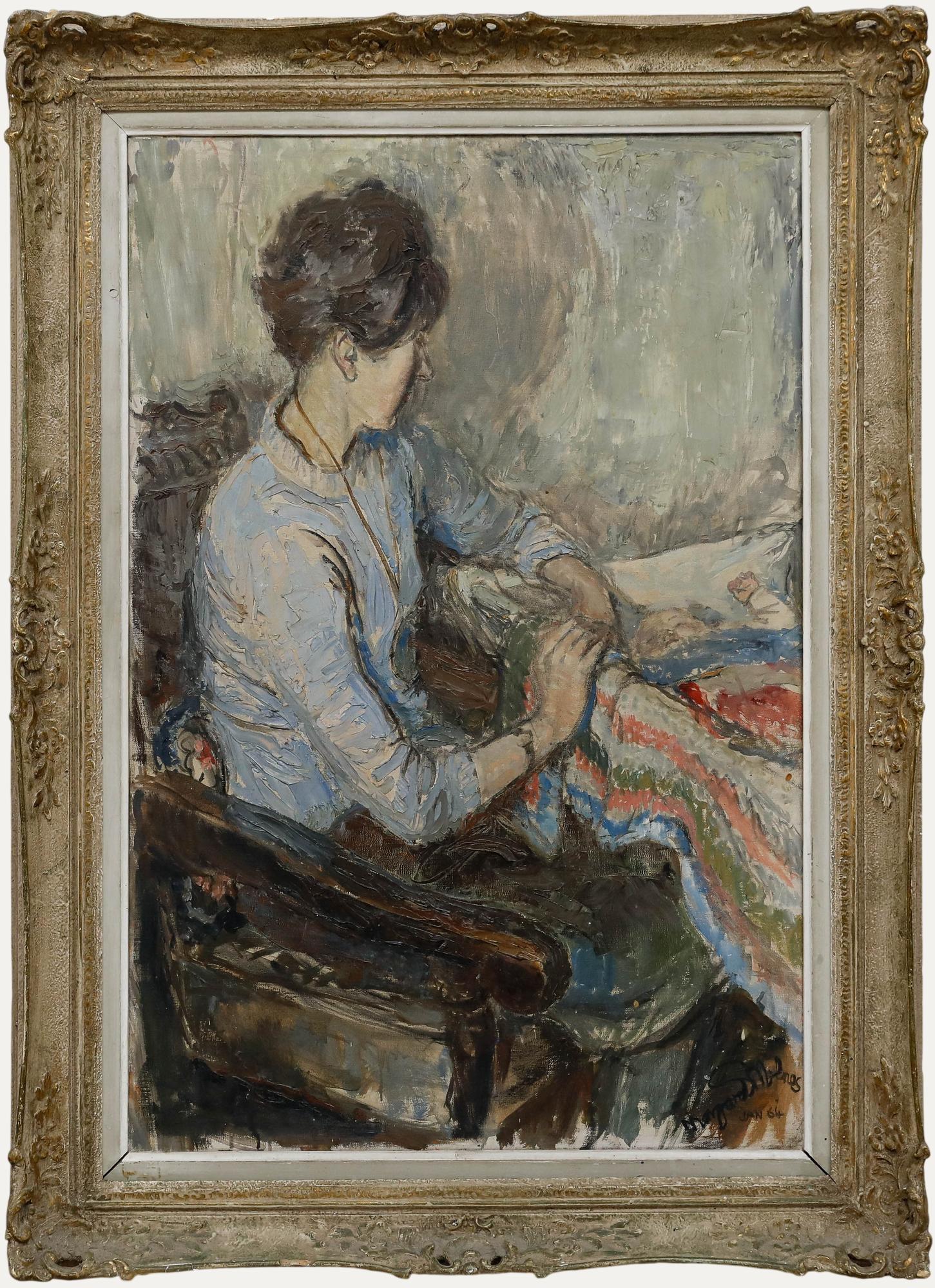 Unknown Portrait Painting - Margaret Milnes (1908-1998) - Framed Mid 20th Century Oil, Ann & Catherine