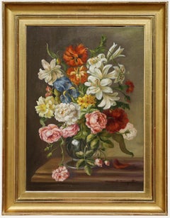 Margareth Jungwirth (1901-1974) - Huile, Nature morte aux roses et aux lys