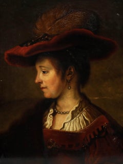 Marguerite Diericke after Rembrandt - 1883 Oil, Saskia van Uylenburgh