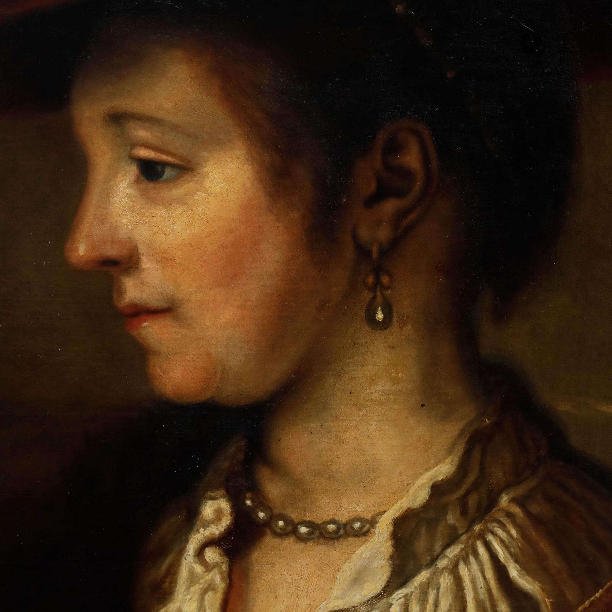 Marguerite Diericke nach Rembrandt - 1883 Öl, Saskia van Uylenburgh im Angebot 1