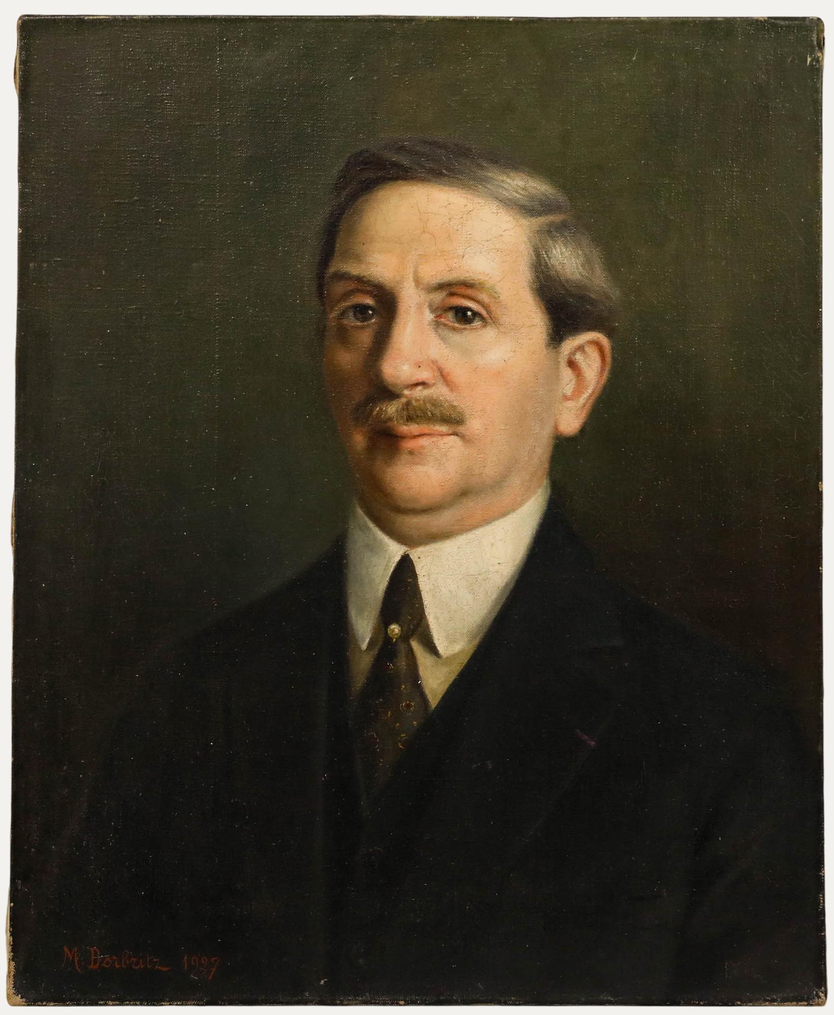 Unknown Portrait Painting - Marguerite Dorbritz (b.1886) - 1927 Oil, Portrait of a Gentleman