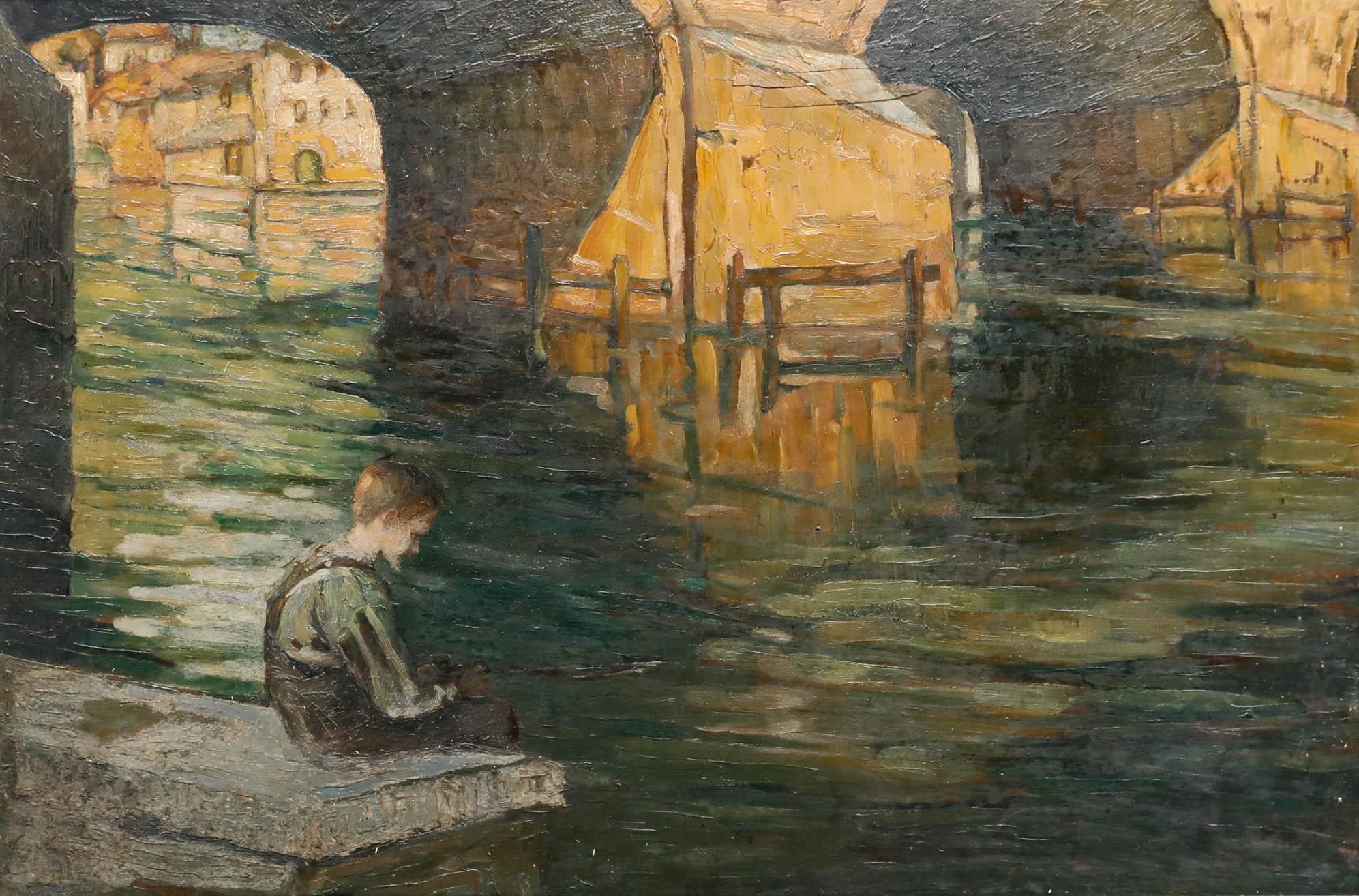 Maria Isabella Hamblin Smith (1880-1979) - Öl, Fischen am Fluss Cam – Painting von Unknown