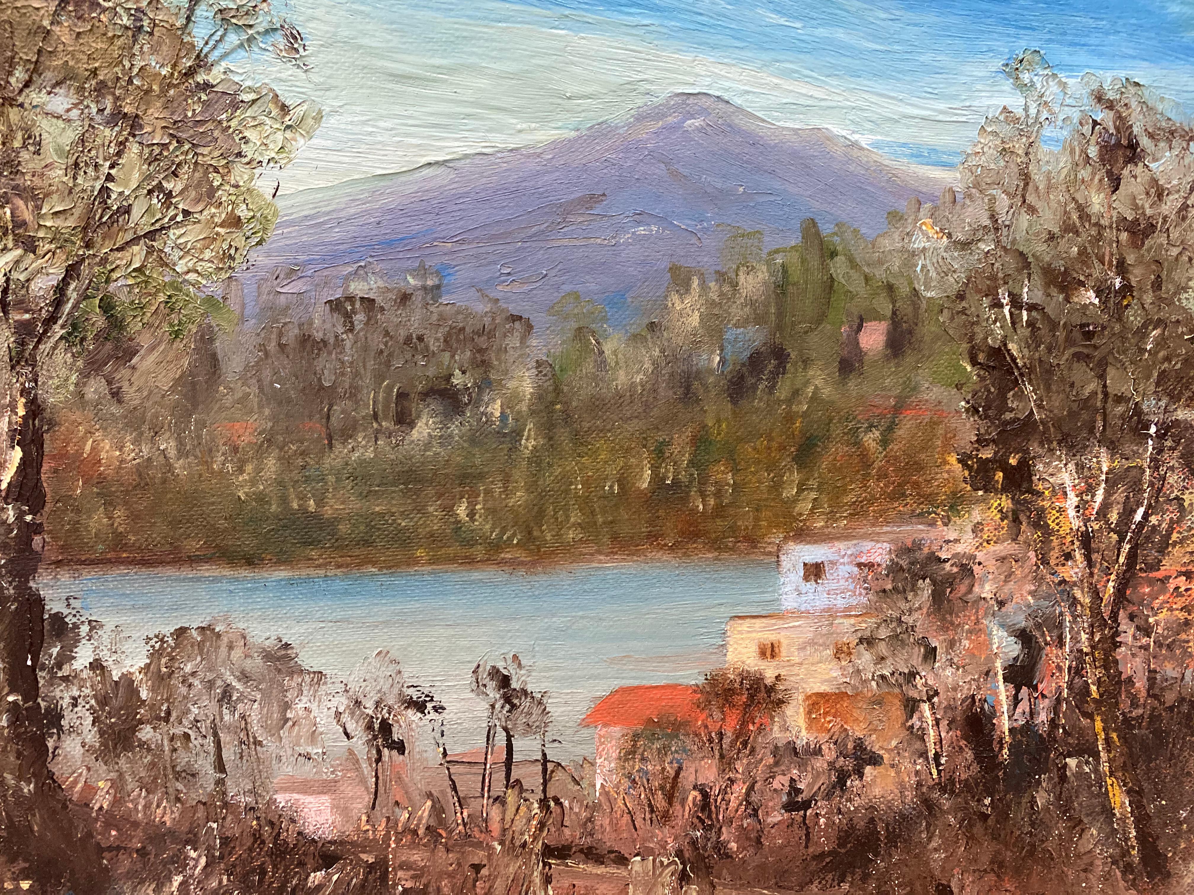 Maria Kincaid „ „Brunnendorf““, Original-Ölgemälde, ca. 1950 im Angebot 1