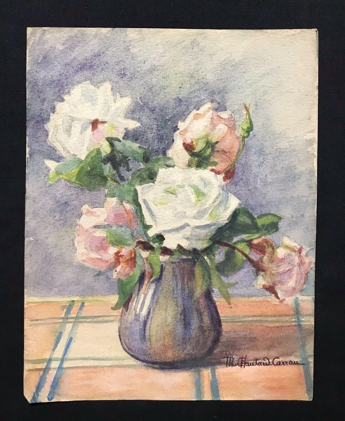 Marie Chautard-Carreau, raffinato dipinto floreale impressionista francese dei primi anni del XX secolo - Painting di Unknown