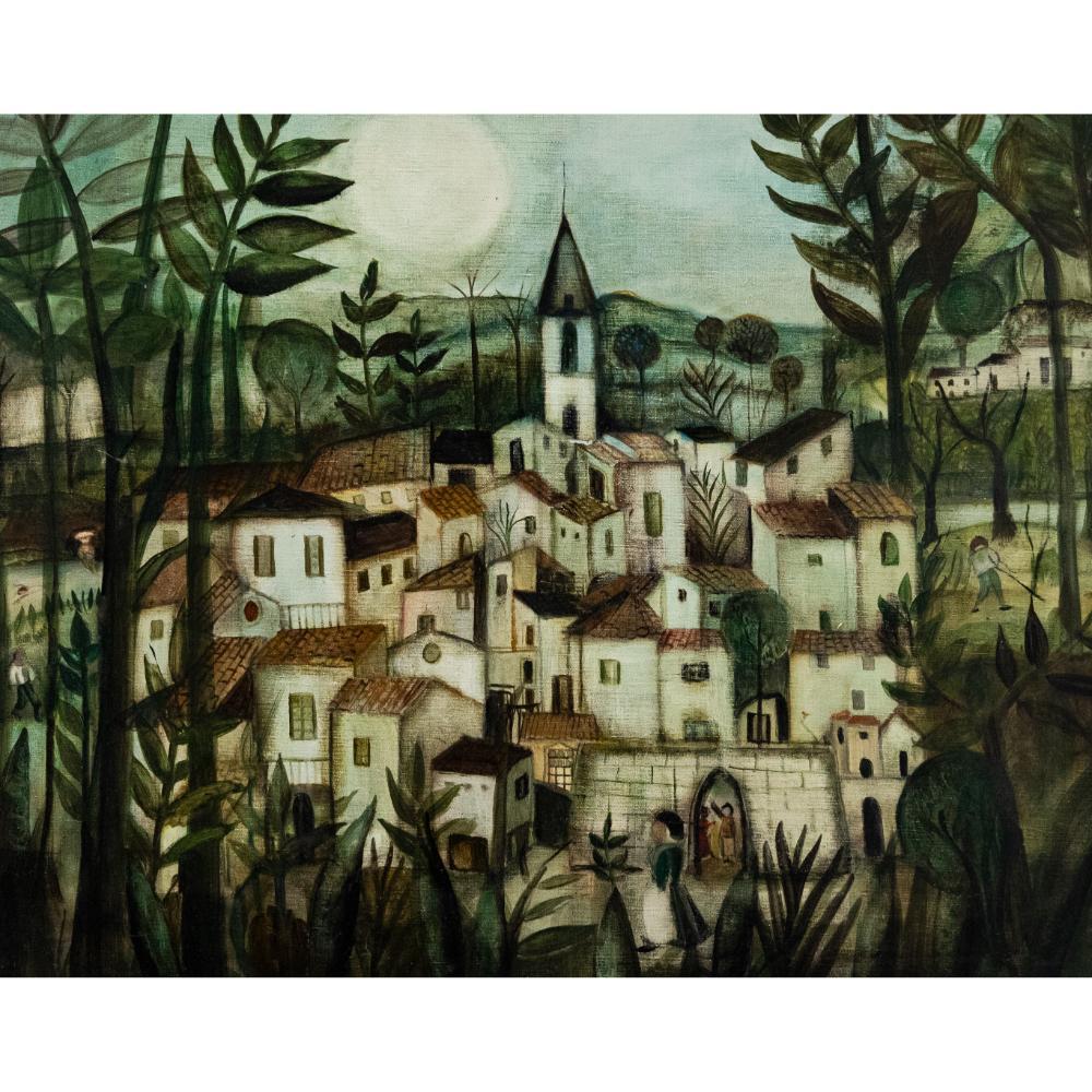 Marie-Kate Dahl - Óleo Contemporáneo, La Aldea - Painting de Unknown