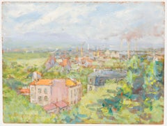Marie Marcel Delamarre de Monchaux (1876-1953) - Olio, Veduta di Bruges