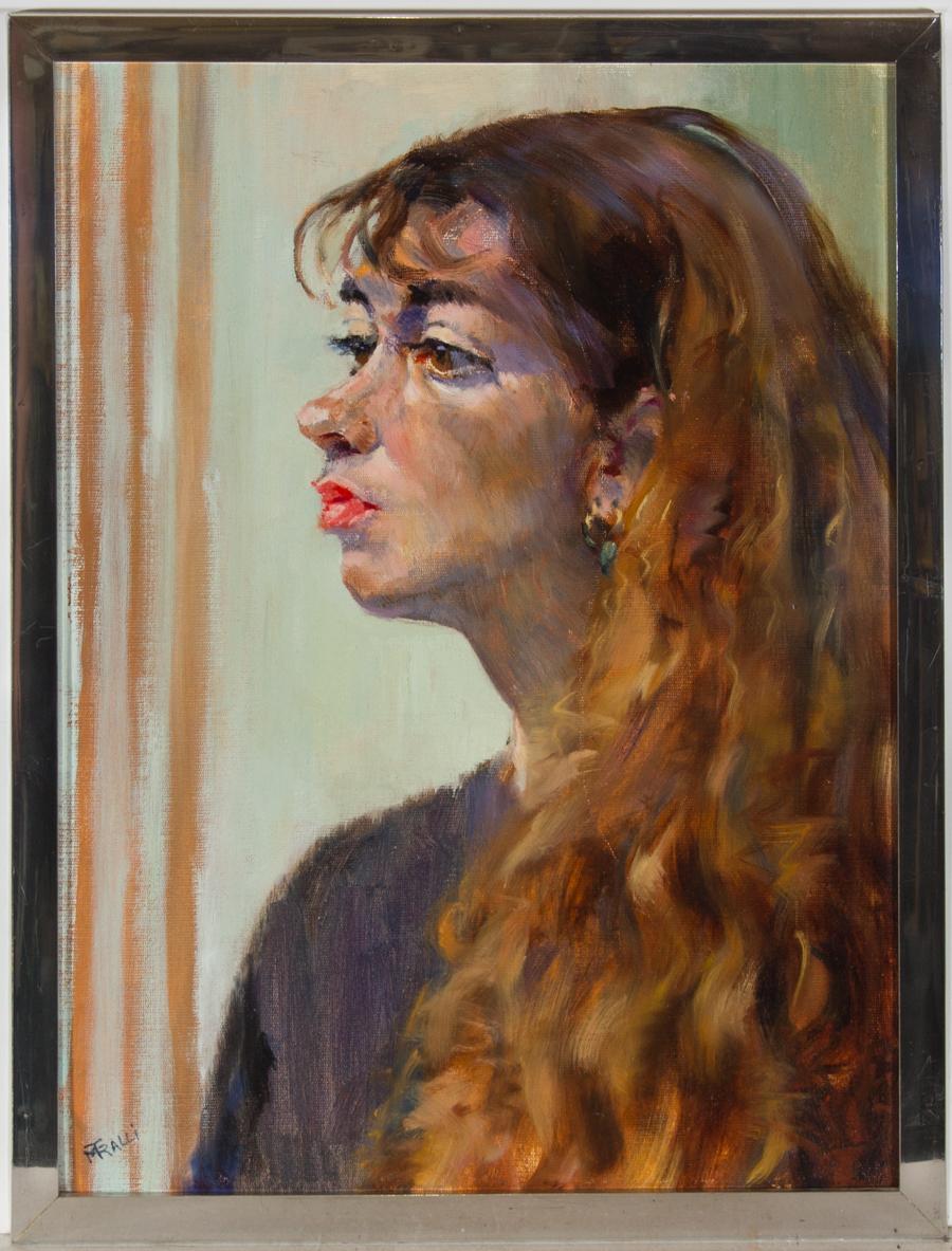 Unknown Portrait Painting - Marie-Therese Ralli (1916-2010) - Signed 1991 Oil, La Sicilienne