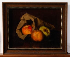 Marie von der Osten (n.1856) - Óleo enmarcado, Manzanas en una bolsa de papel