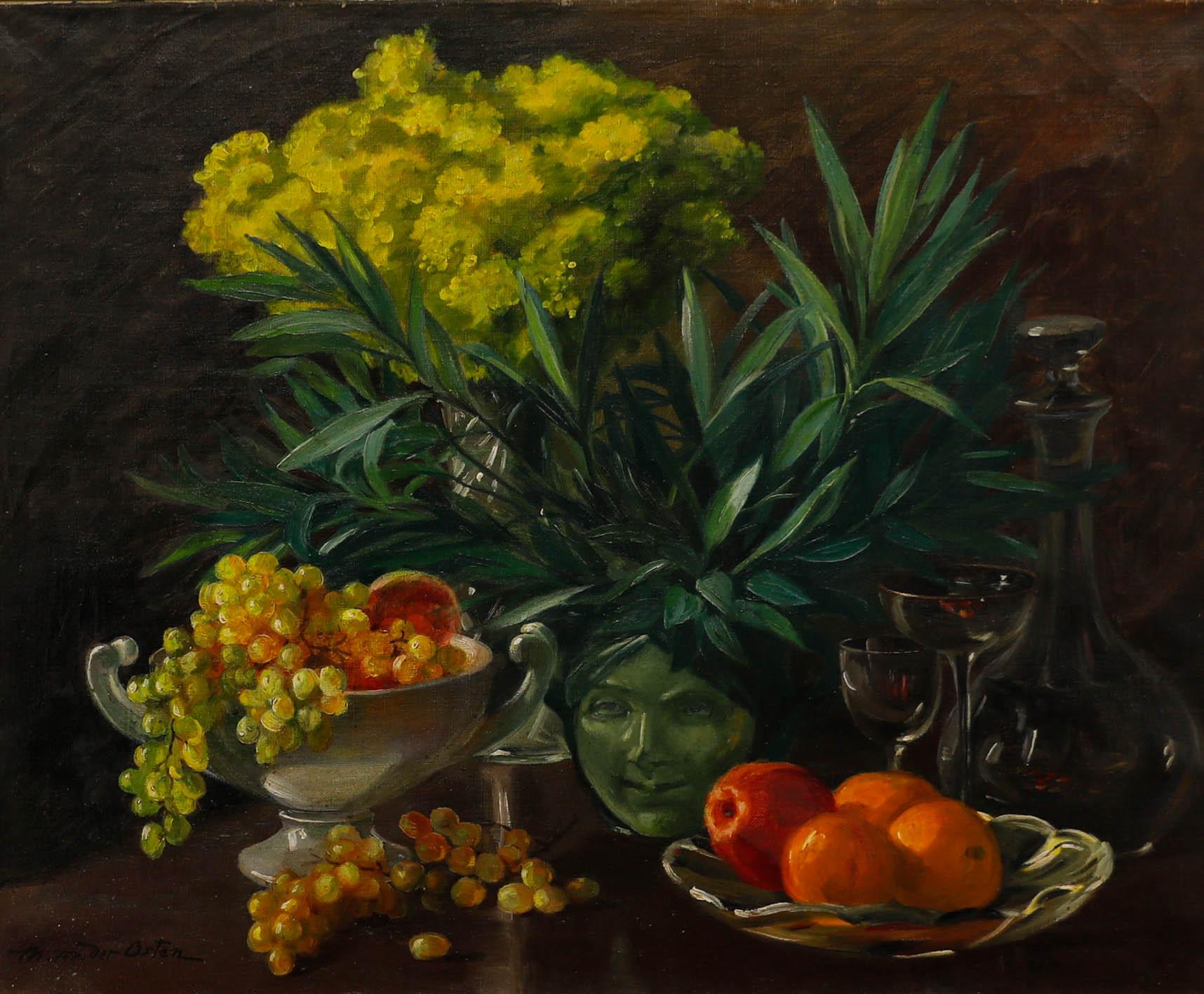 Marie von der Osten (b.1856) - Oil, Still Life with Fruit and Wine - Painting by Unknown