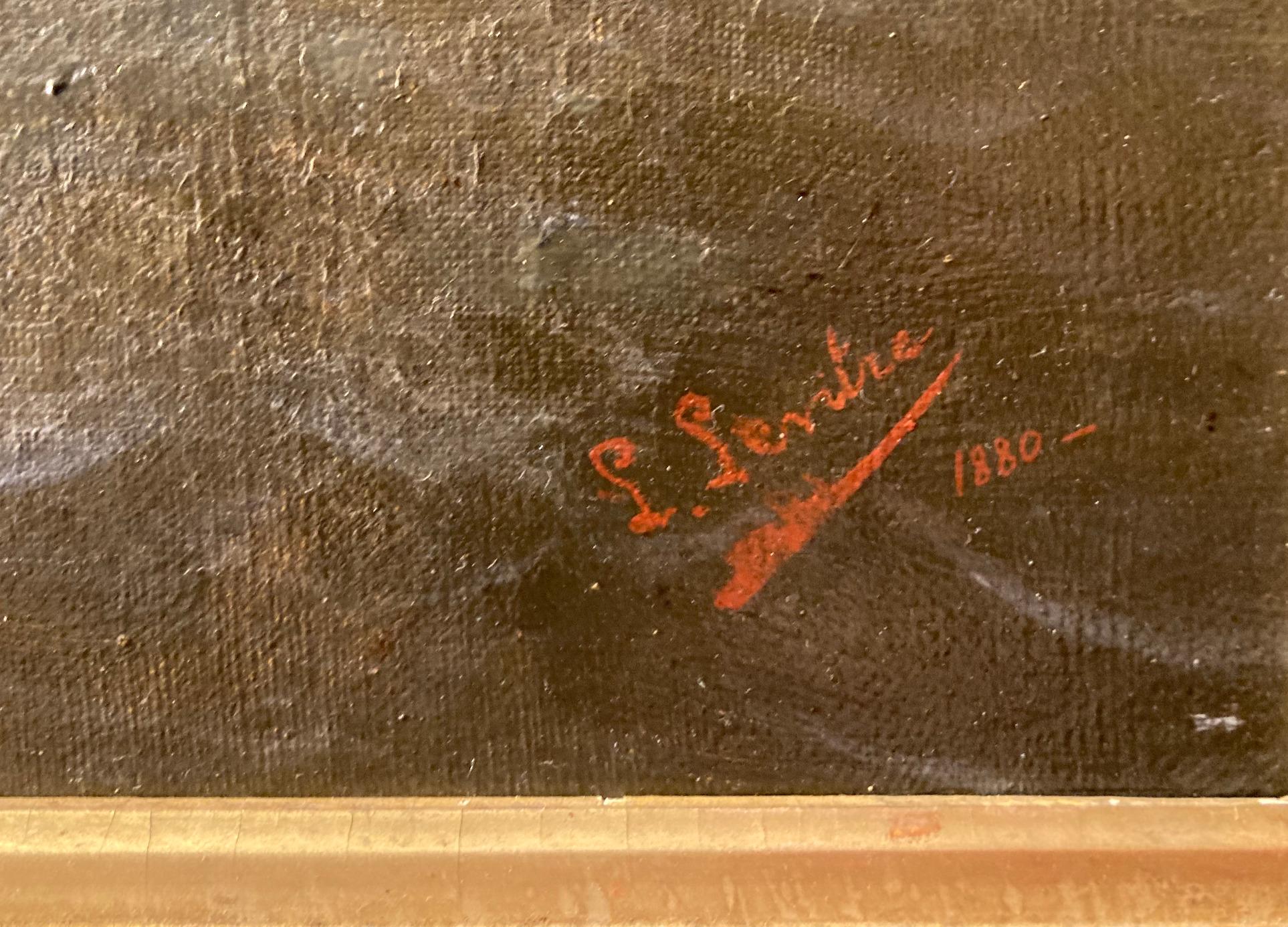 Marine Belle Huile Sur Toile Signée L.levitre Et Datée 1880 - Painting by Unknown