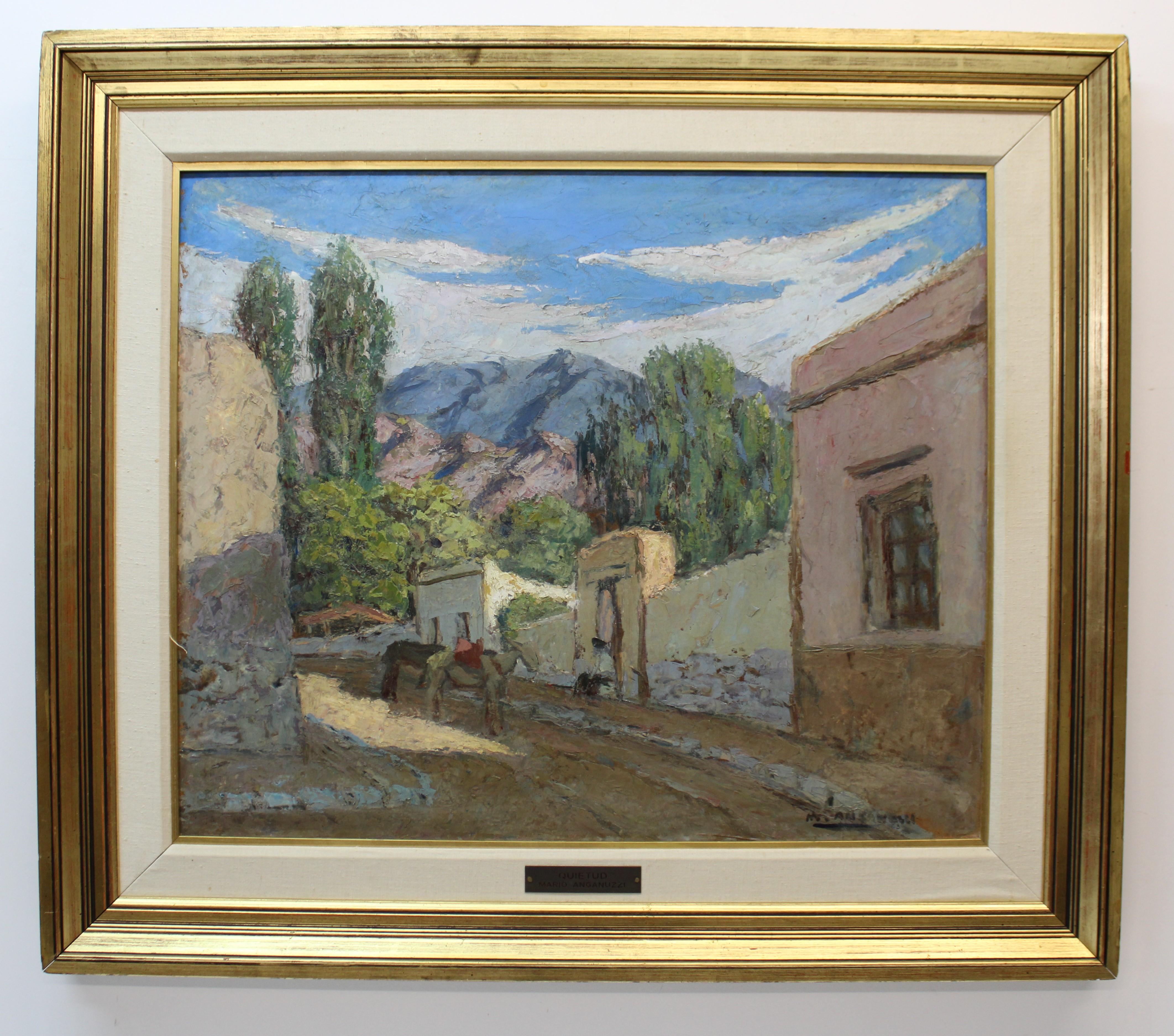 Unknown Landscape Painting - Mario Anganuzzi " Quietud " Oil on Board