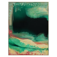 "Marit #6" Green and Pink Acrylic Pour Abstract Painting