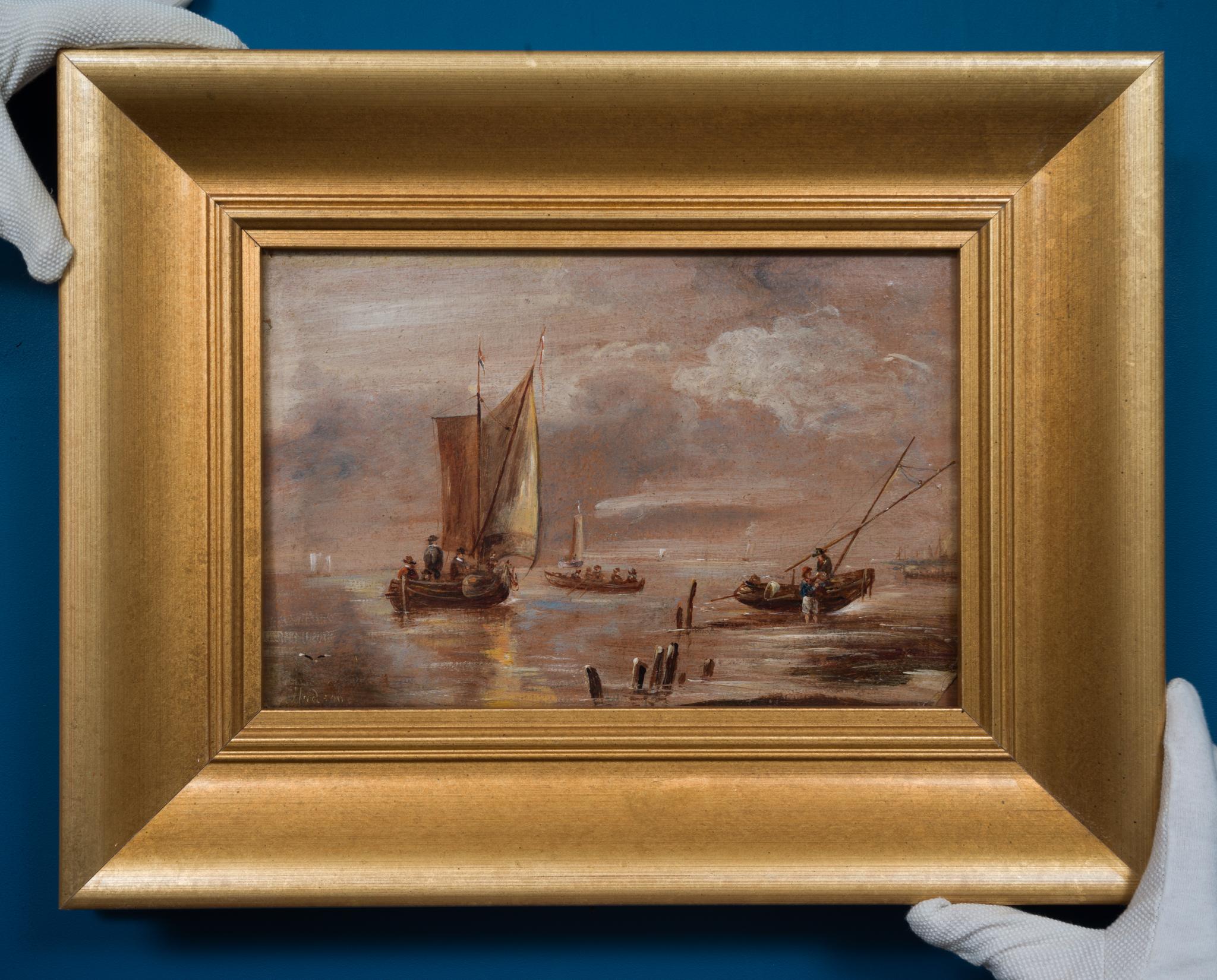Escena marítima con veleros - Painting de Unknown