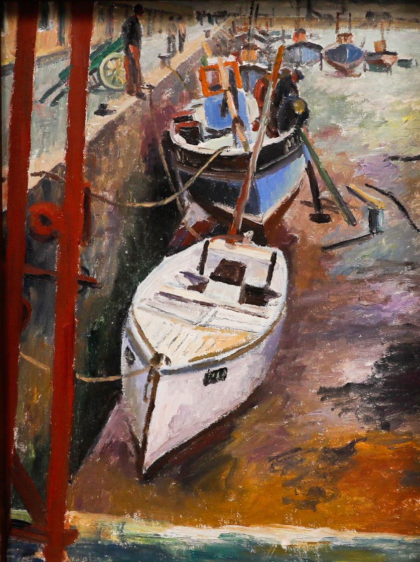 Marjorie and Marjorie (1906-1989) - Olio del XX secolo incorniciato, riparazioni di barche - Painting di Unknown