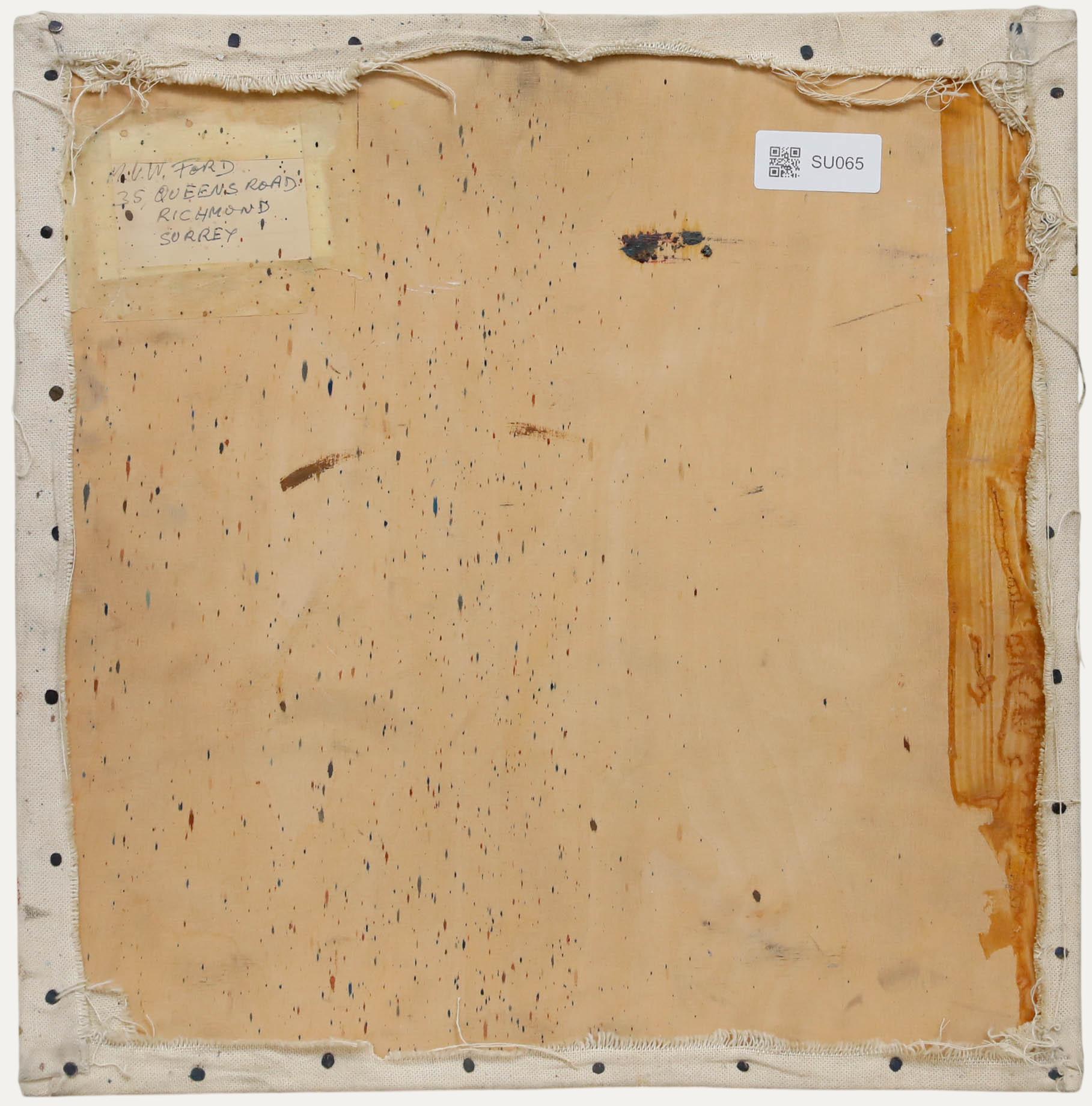 Mark Ford - Óleo del siglo XX, Jarra marrón y fruta - Still-Life Painting Marrón de Unknown