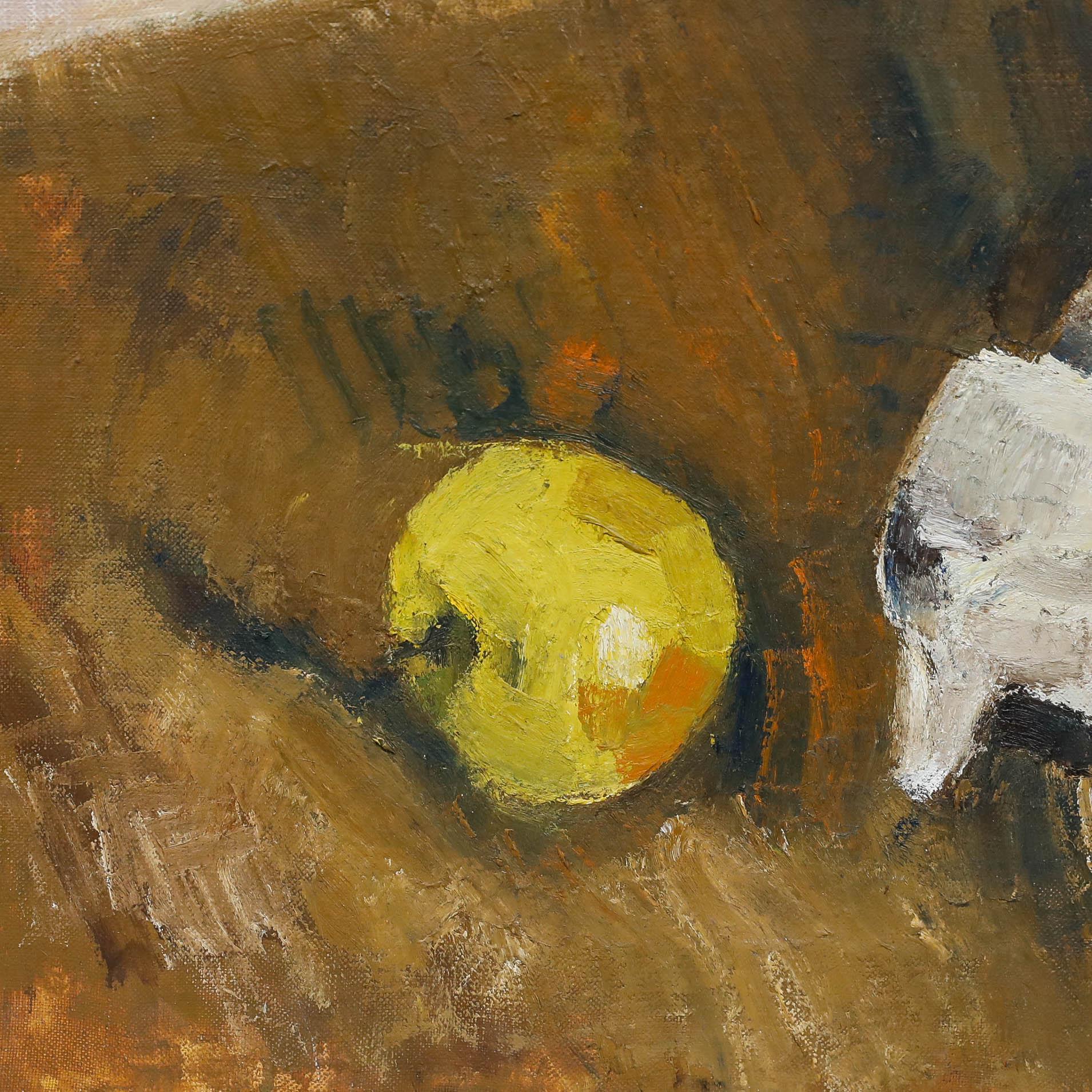 Mark Ford - 20. Jahrhundert Öl, Stilleben mit Apfel (Braun), Still-Life Painting, von Unknown