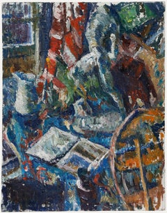 Mark Ford - Zeitgenössisches Öl, Stillleben mit offenem Buch