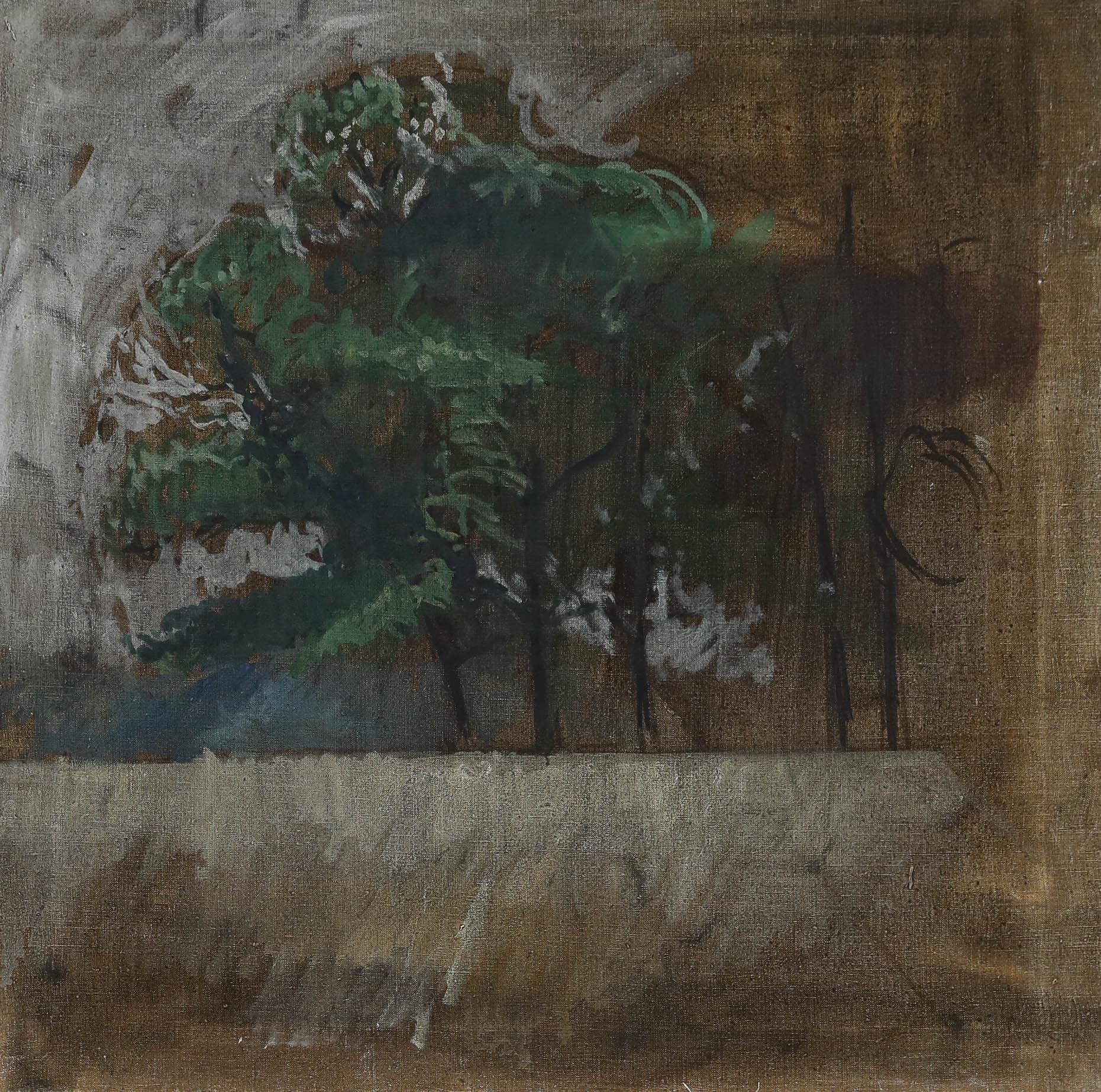 Mark Ford - Zeitgenössisches Öl, Bäume entlang eines Weges – Painting von Unknown