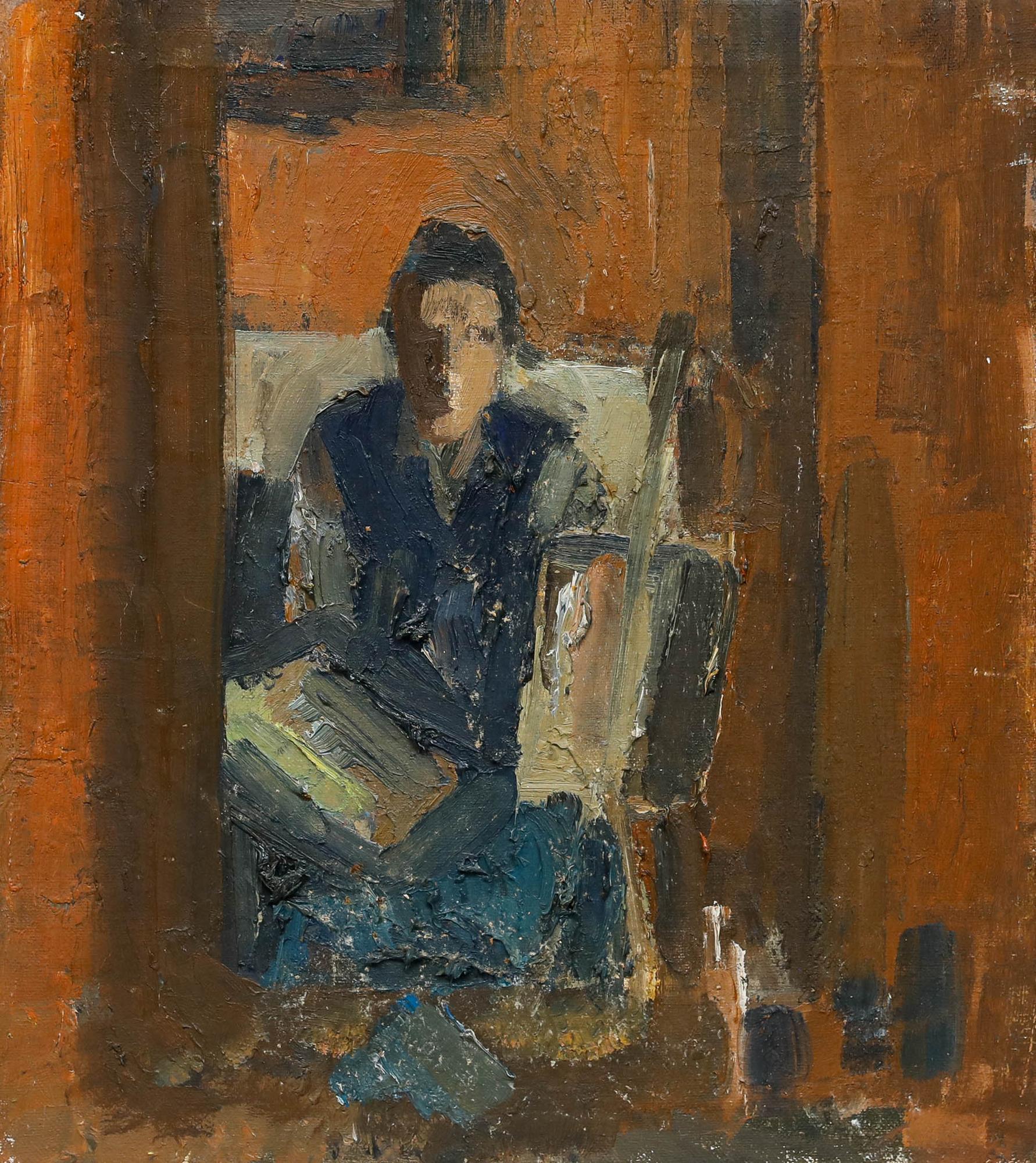 Mark Ford - Huile encadrée du 20ème siècle, L'artiste dans son Studio - Painting de Unknown